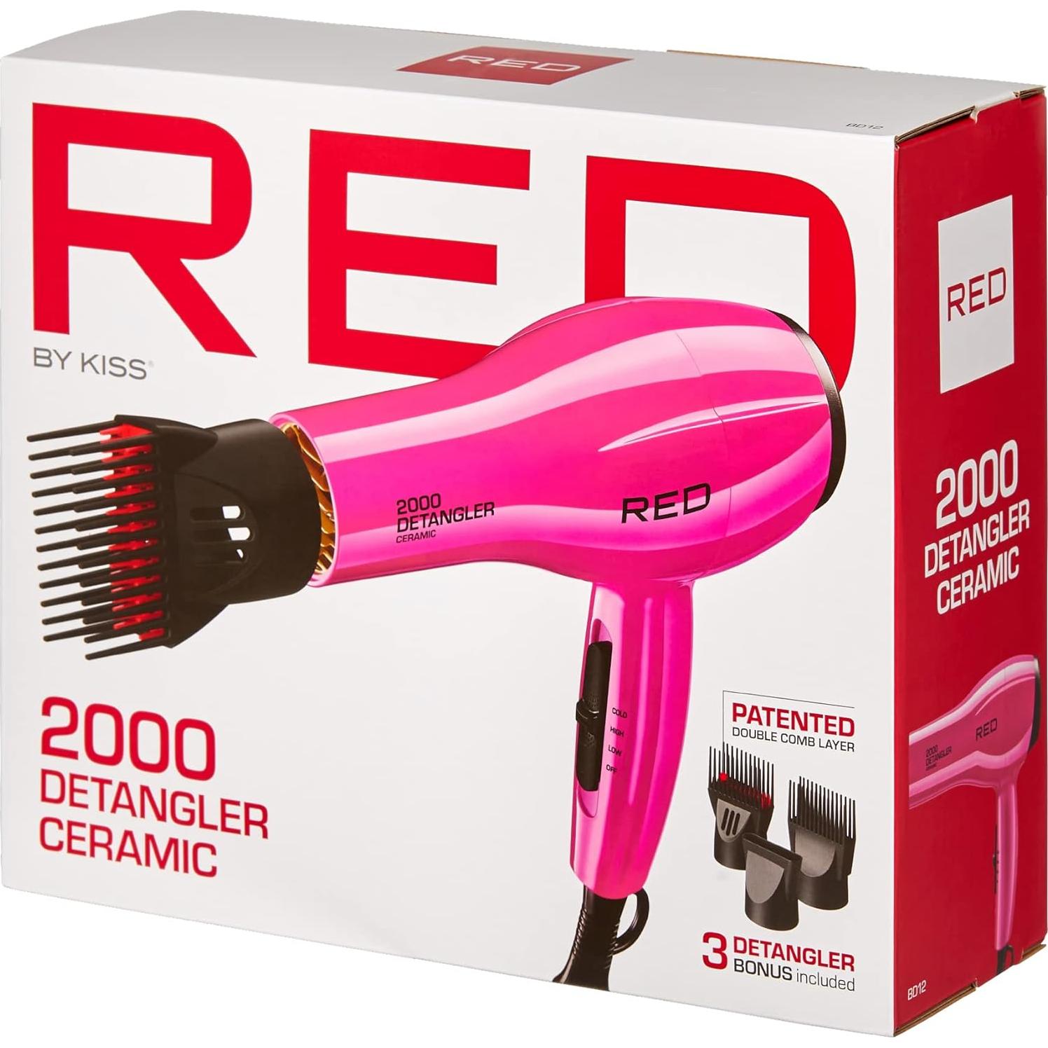 Secador de Pelo Cerámico RED by KISS 2000 Rosa, 3 Temperaturas