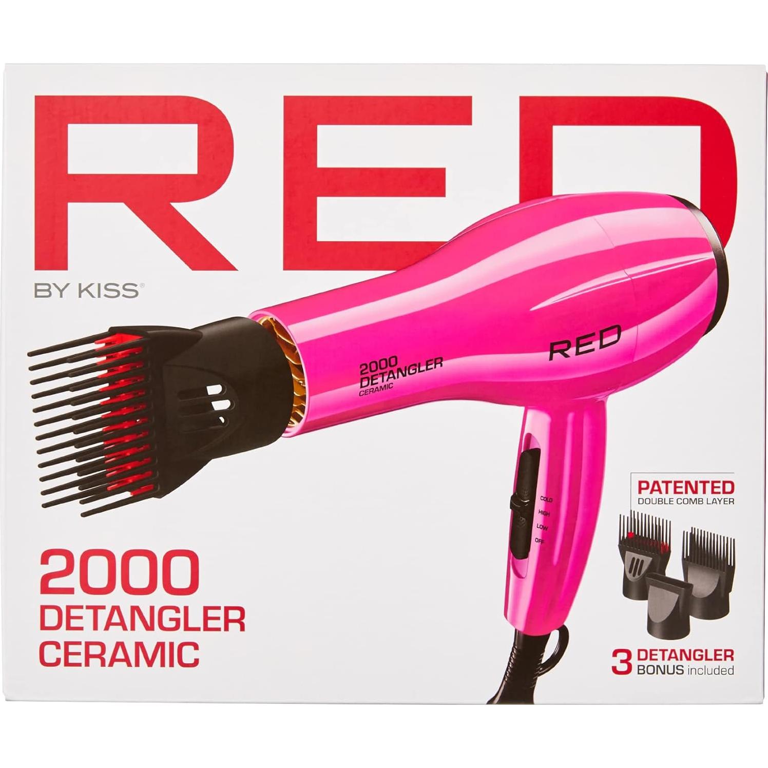 Secador de Pelo Cerámico RED by KISS 2000 Rosa, 3 Temperaturas