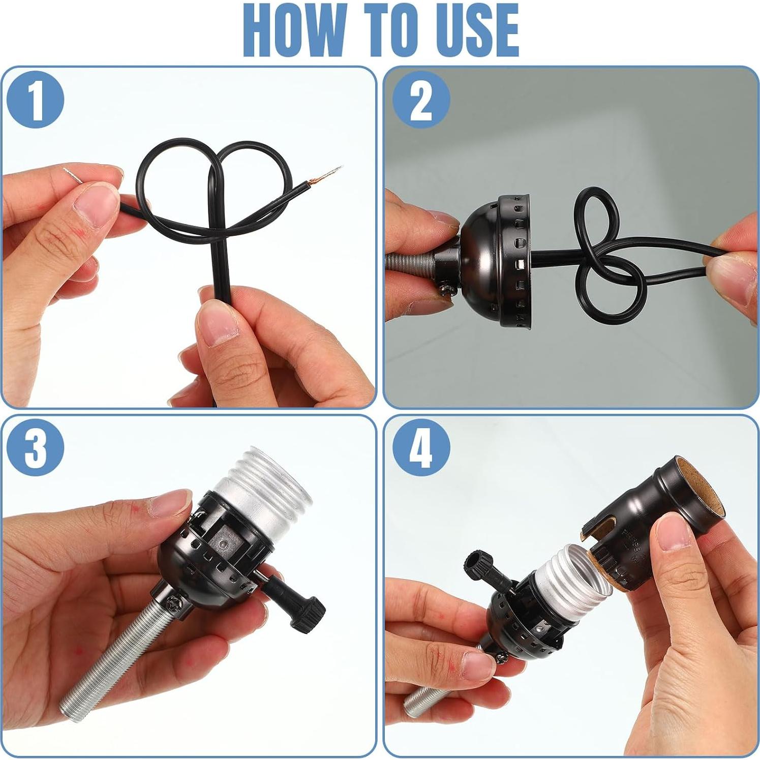 Kit de Reparación de Lámpara Baquler 3 Vías Negro 2 Piezas