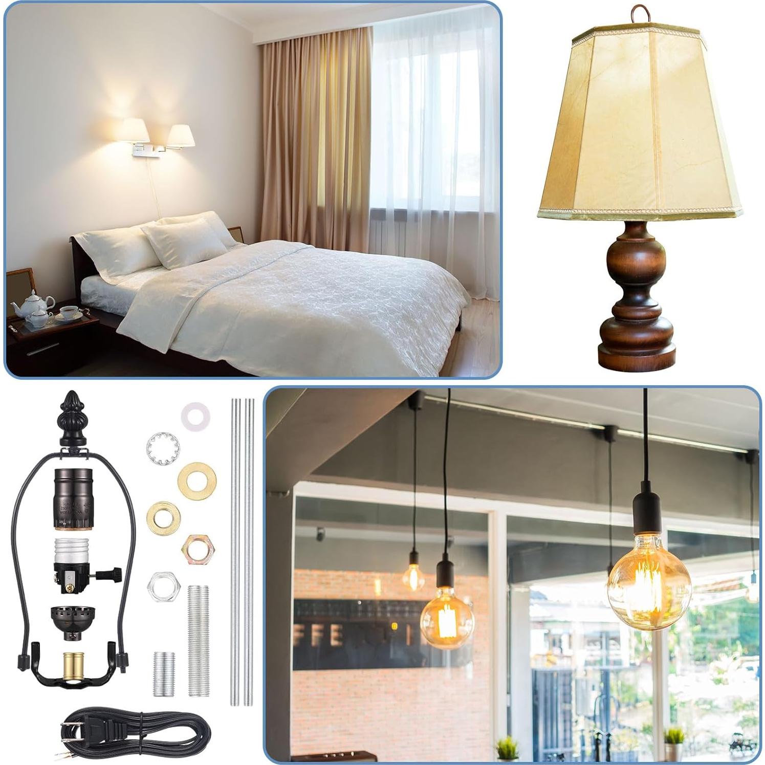 Kit de Reparación de Lámpara Baquler 3 Vías Negro 2 Piezas