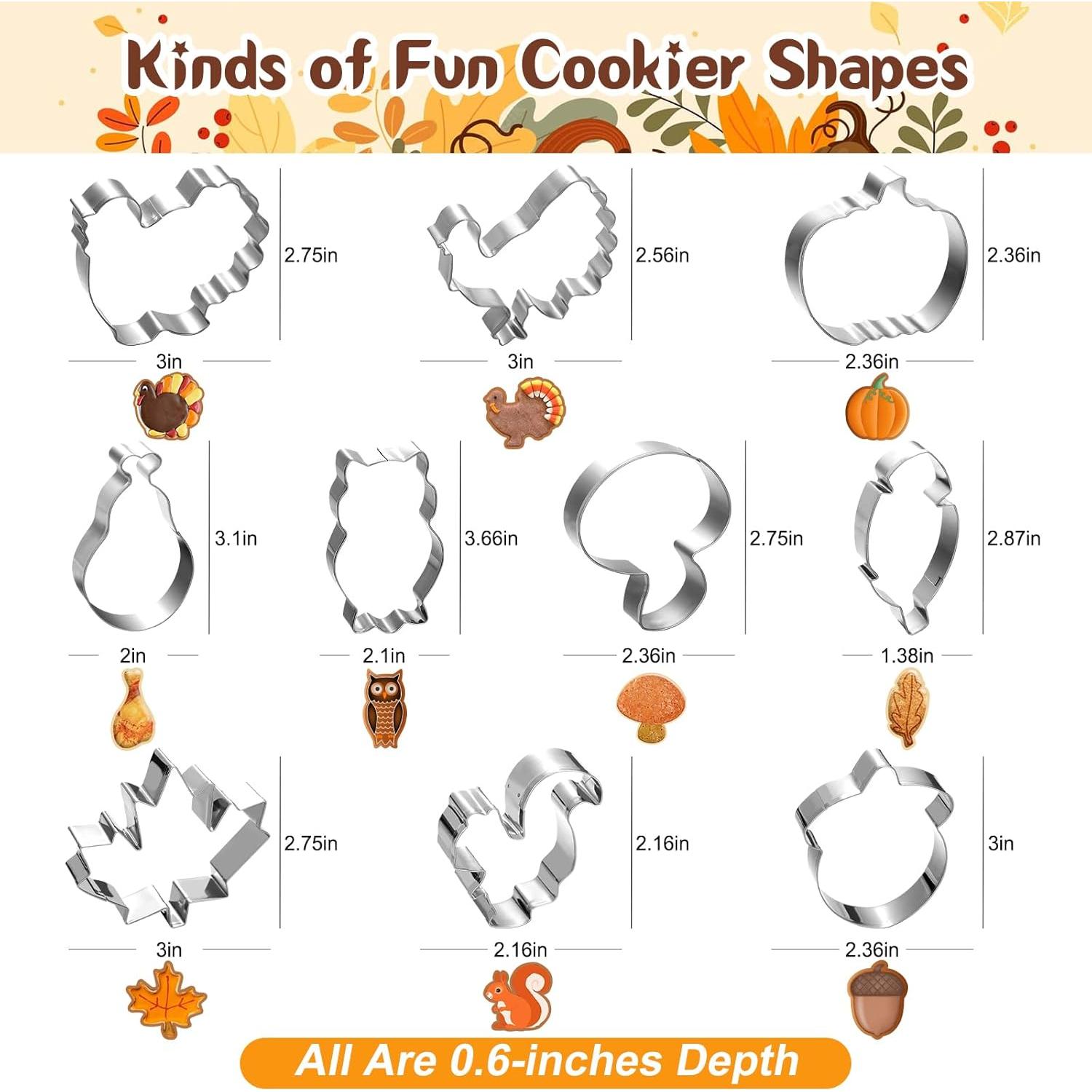 Cortadores de Galletas de Otoño Lezmarket - 10 Piezas Acero Inoxidable