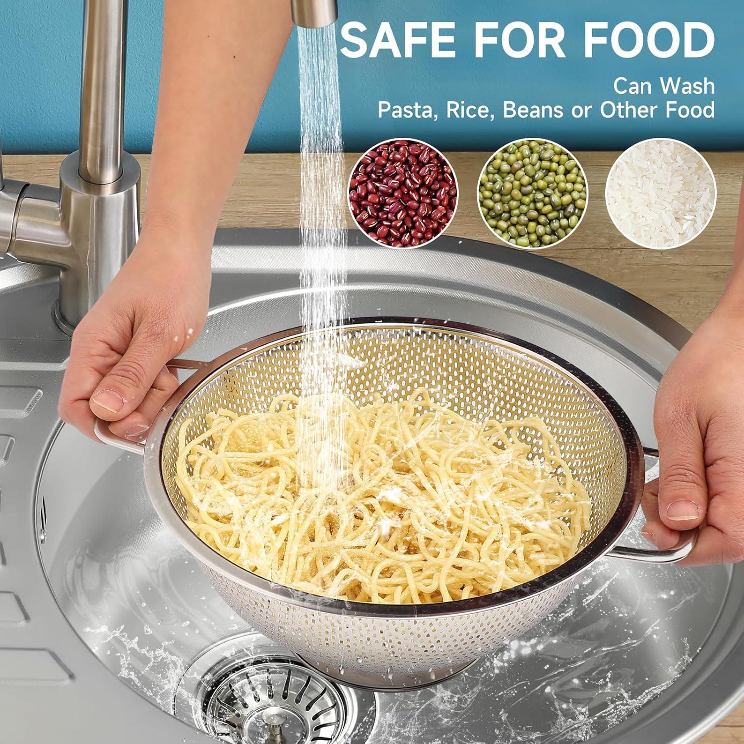 Colador de Acero Inoxidable Kteniy 2.84L con Mango Apto Lavavajillas