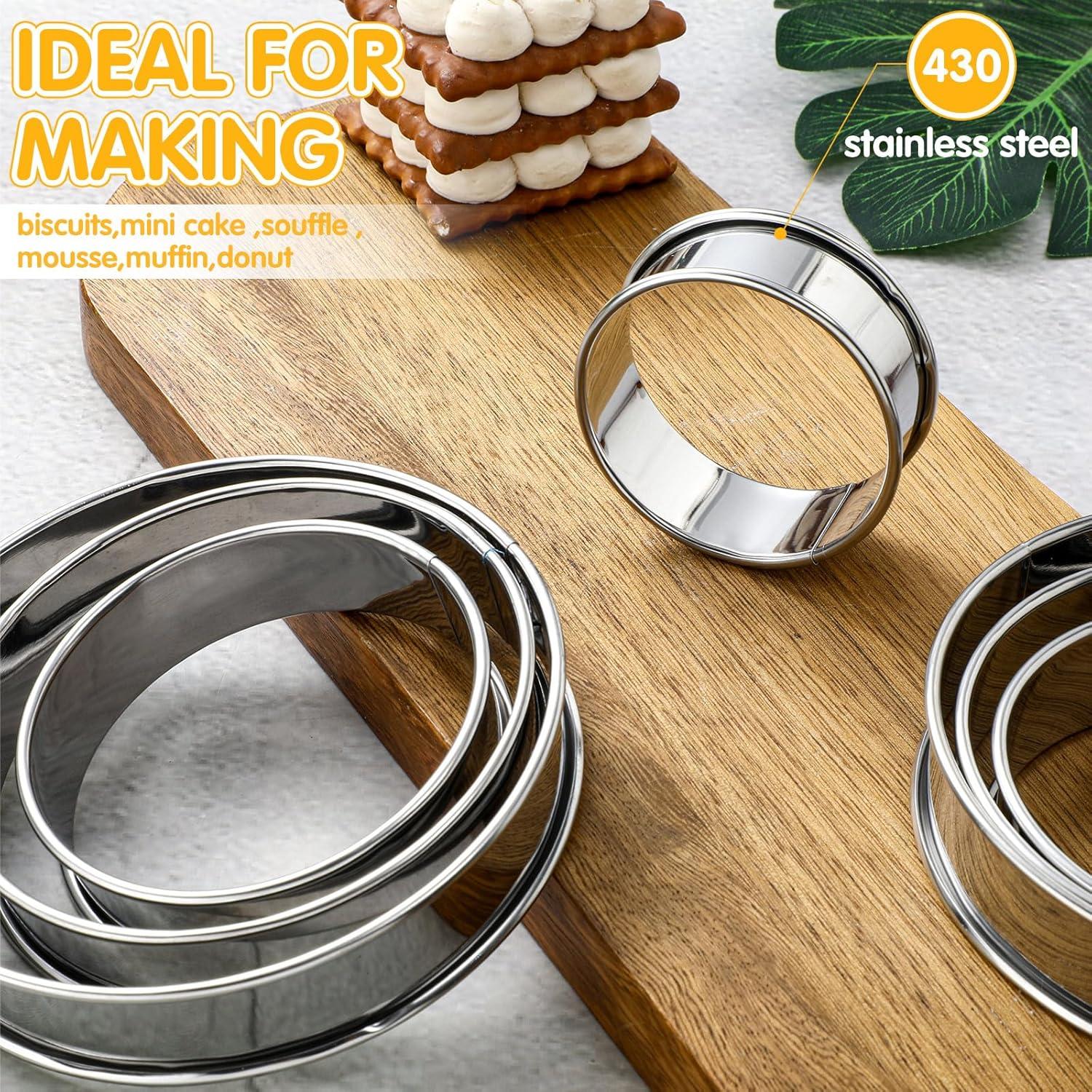 Anillos para Muffin Boao 16 Piezas Acero Inoxidable 5-12.7 cm