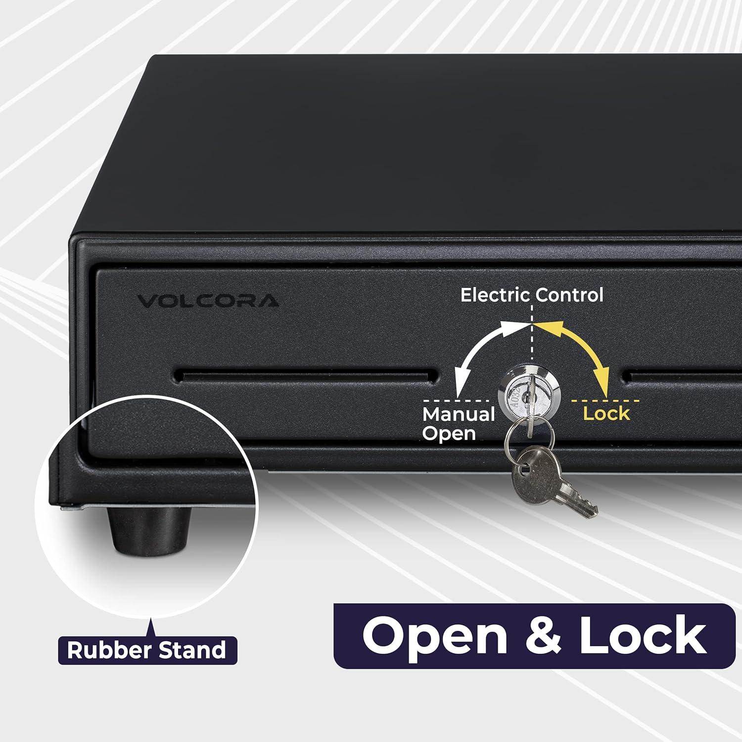 Cajón de Efectivo Volcora 33cm para POS 4 Billetes 5 Monedas