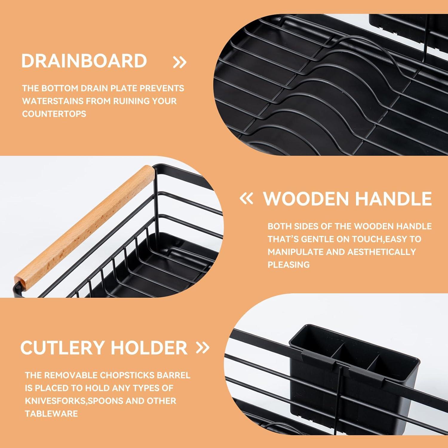 Escurridor de Platos BRIAN & DANY Acero Inoxidable Negro 42x30cm