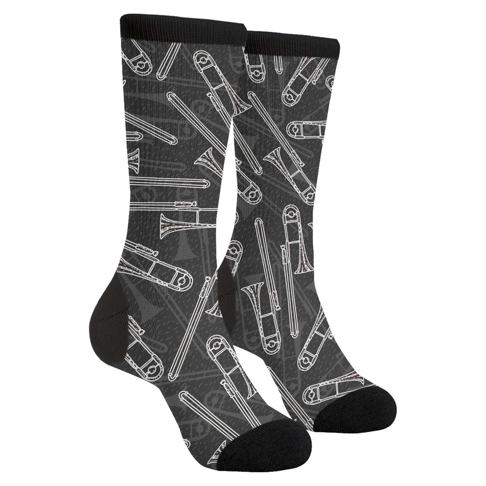Calcetines Crew Divertidos YISHOW Unisex 40 cm Blanco y Negro