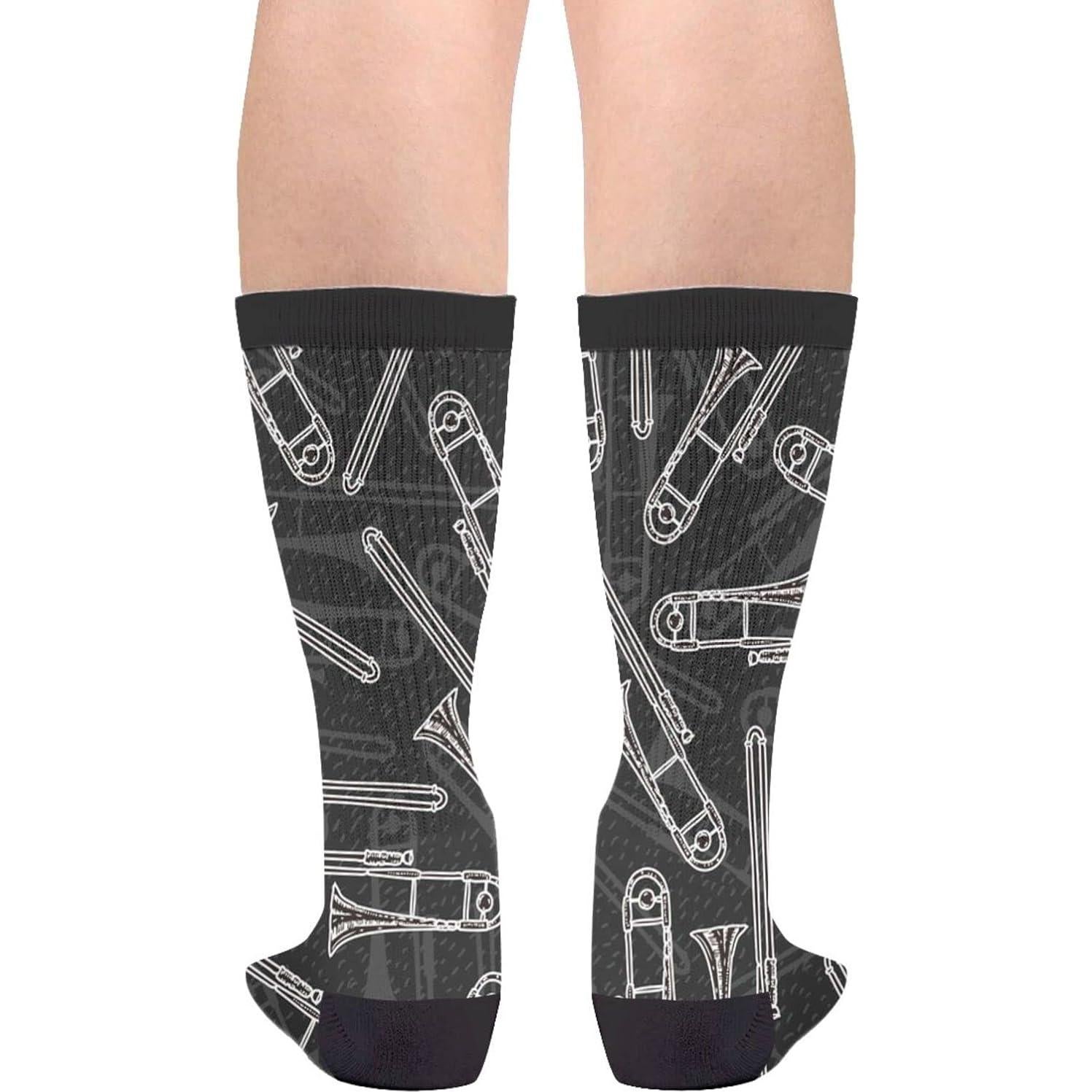 Calcetines Crew Divertidos YISHOW Unisex 40 cm Blanco y Negro