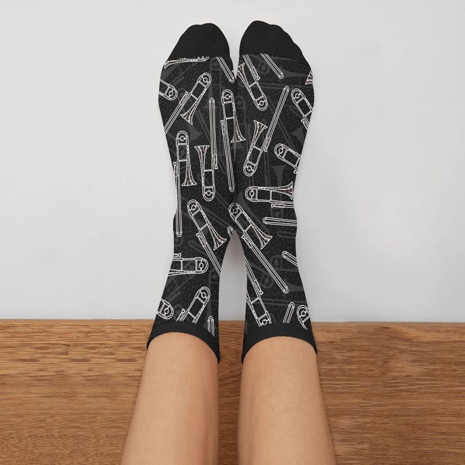 Calcetines Crew Divertidos YISHOW Unisex 40 cm Blanco y Negro