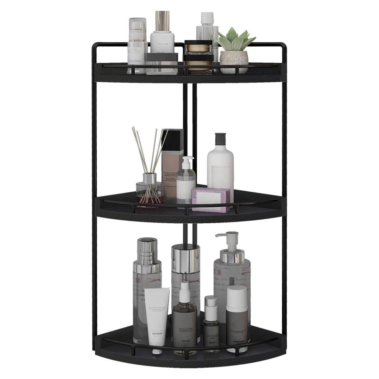 Organizador de Baño de Esquina Dorhors 3 Niveles Madera Hierro