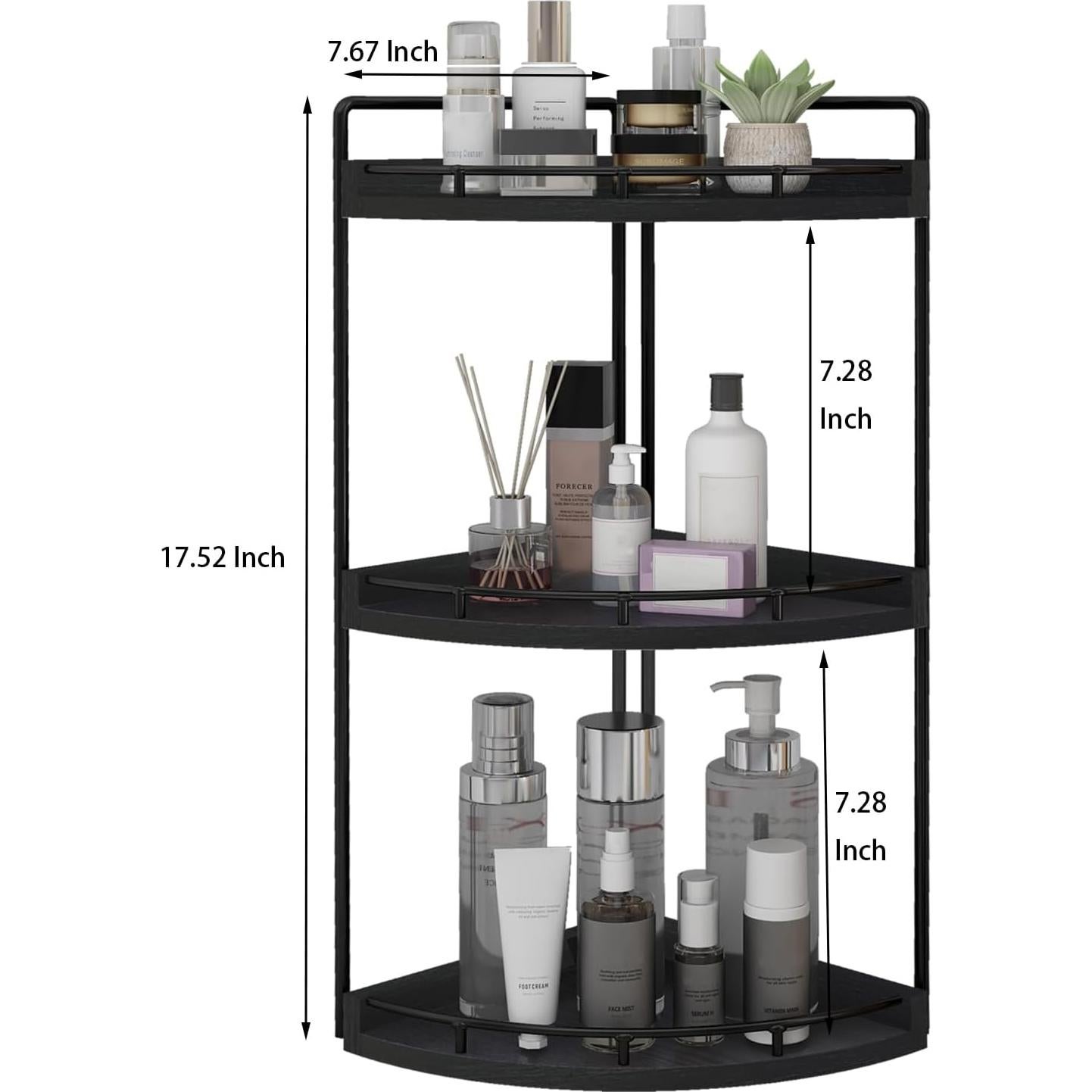 Organizador de Baño de Esquina Dorhors 3 Niveles Madera Hierro