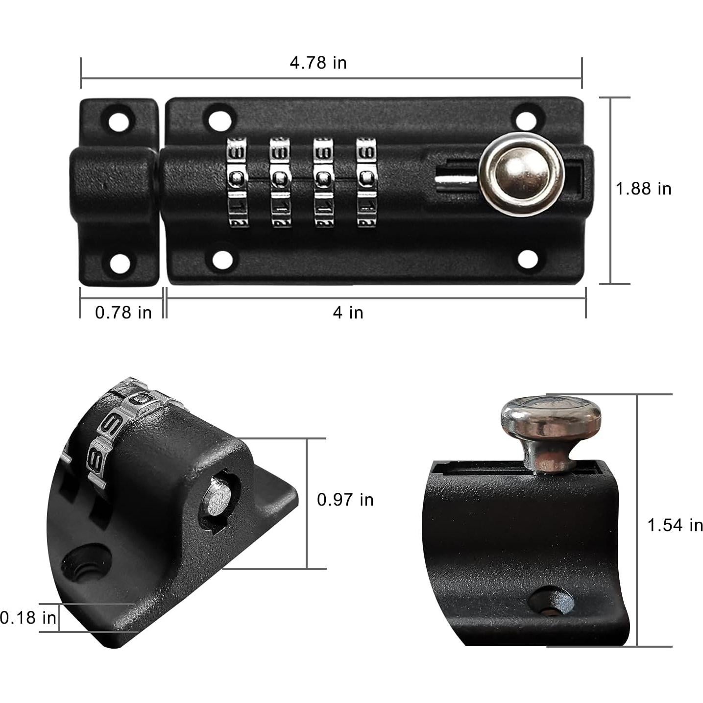 Cerrojo Combi de 4 Dígitos SISAV Negro Resistente al Óxido