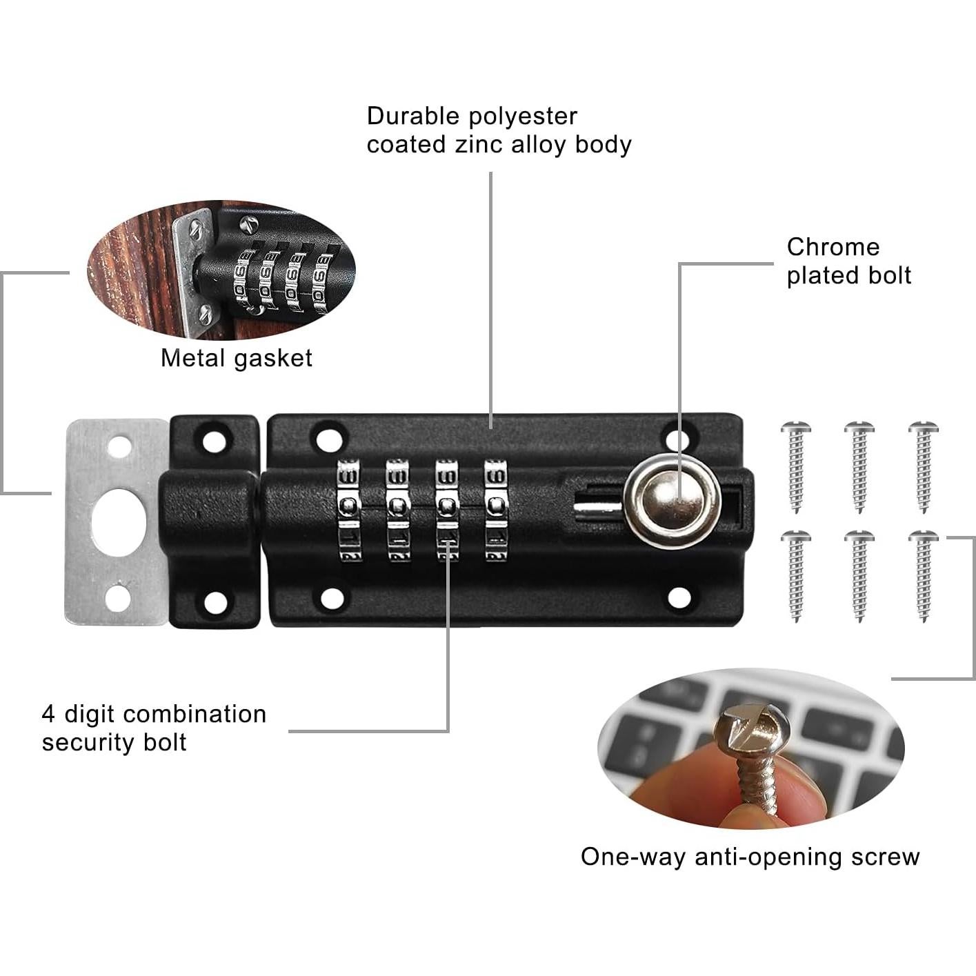 Cerrojo Combi de 4 Dígitos SISAV Negro Resistente al Óxido