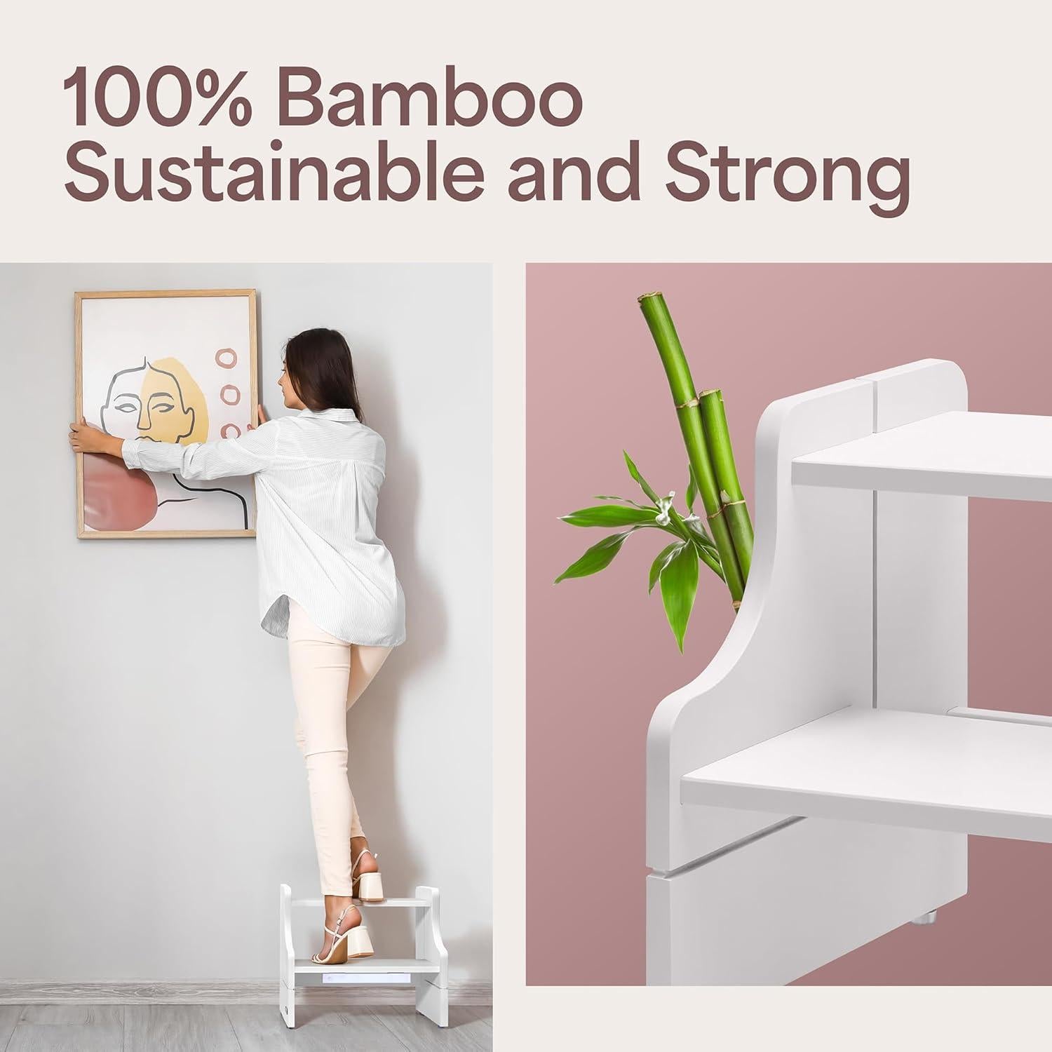 Escalera de Madera para Niños NIFTAKE 2 Pasos Blanca 113kg