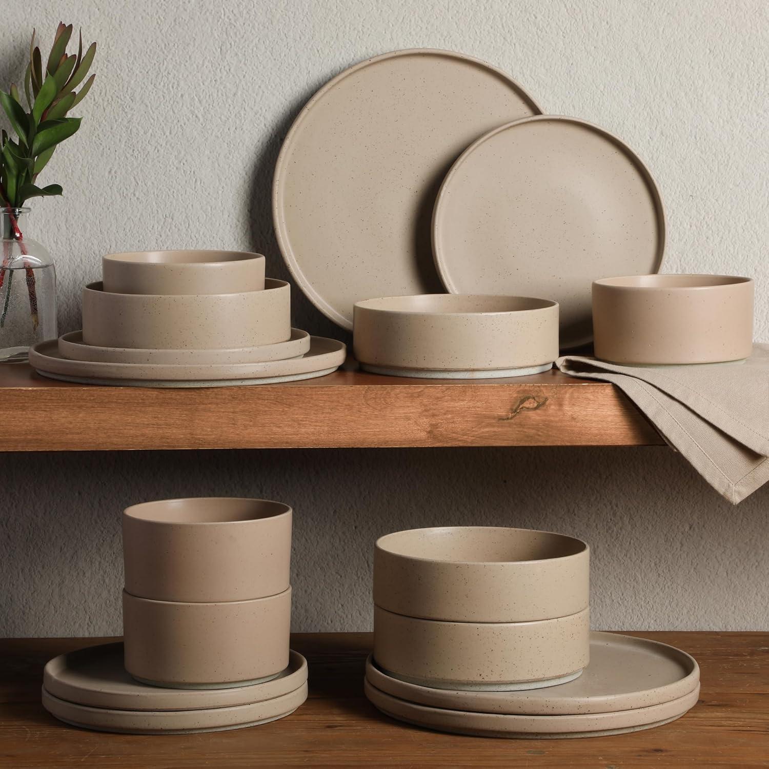 Vajilla Porcelana Gibson Elite Tatum 16 Piezas Rosa Taupe