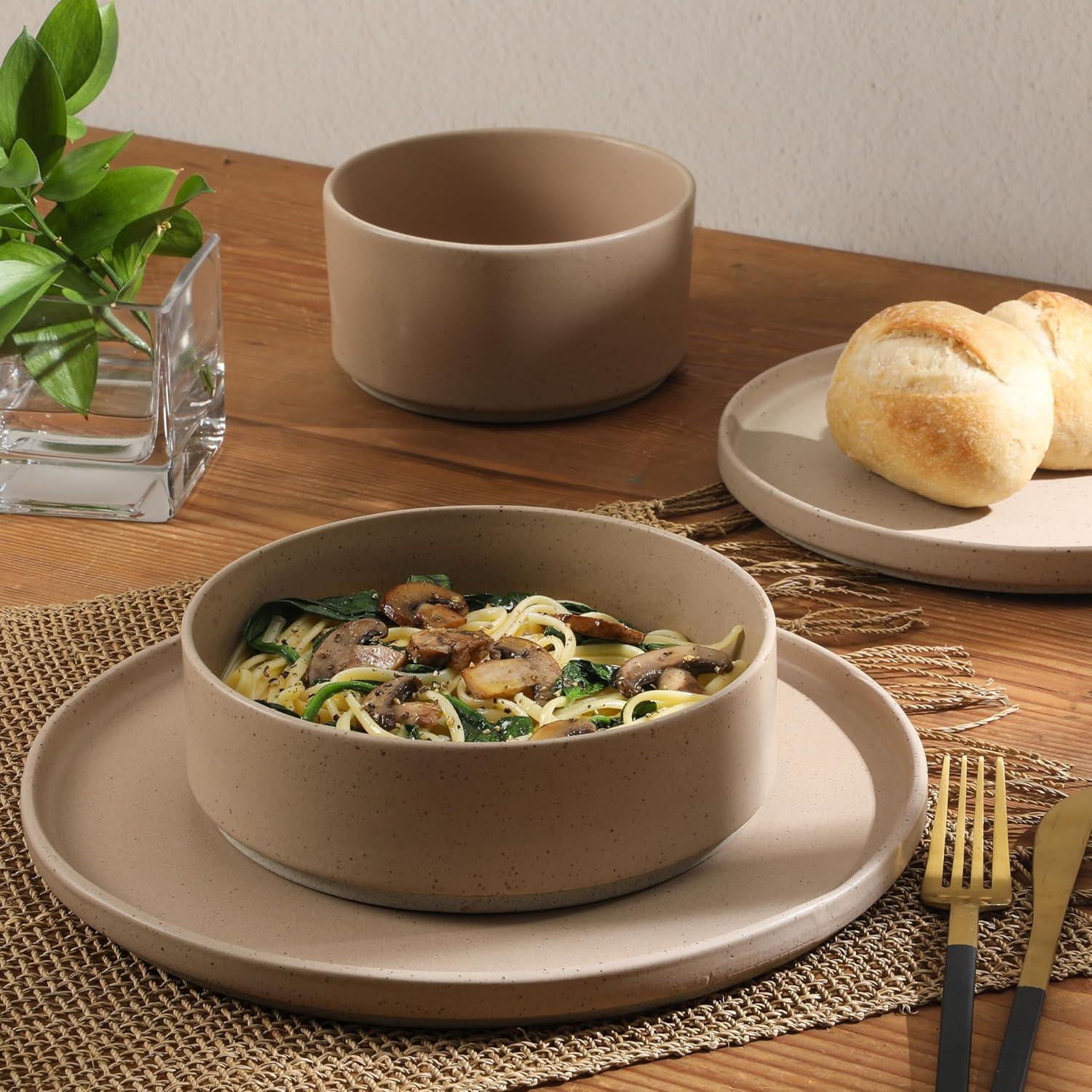 Vajilla Porcelana Gibson Elite Tatum 16 Piezas Rosa Taupe