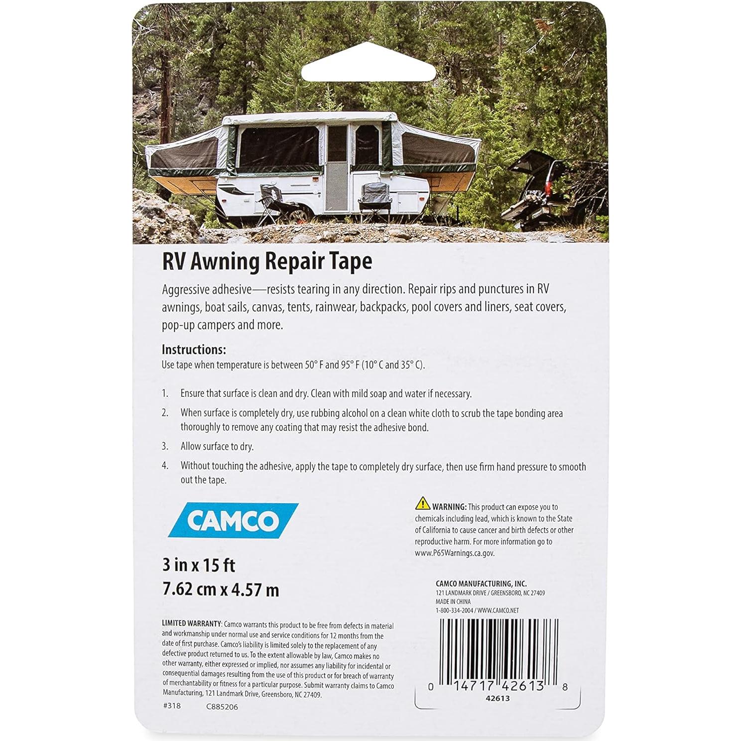 Cinta de Reparación Camco 42613 7.62 cm x 4.57 m Toldos