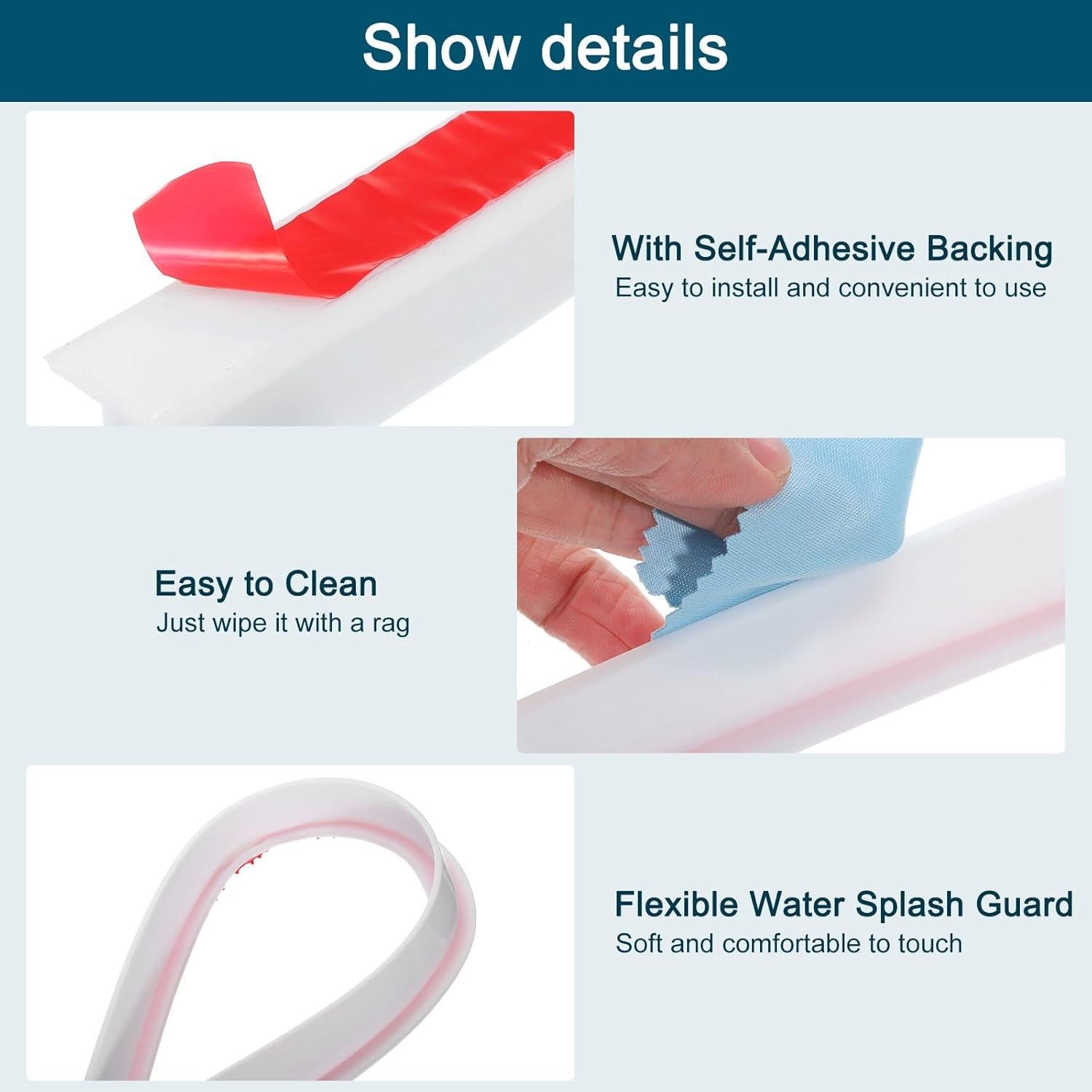 Barrera de Ducha Plegable uxcell 99 cm Silicona Blanca