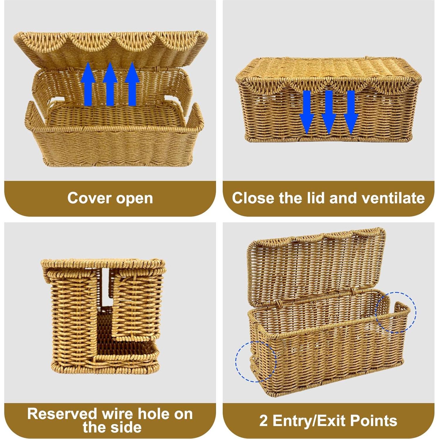 Caja Organizadora de Cables YEXEXINM 29.5x12.7cm Plástico Ratan