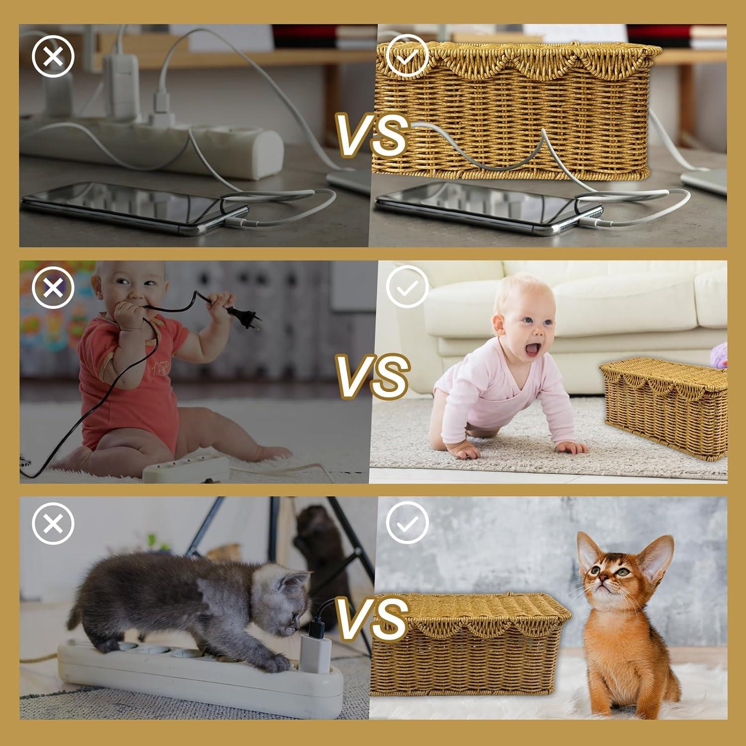 Caja Organizadora de Cables YEXEXINM 29.5x12.7cm Plástico Ratan