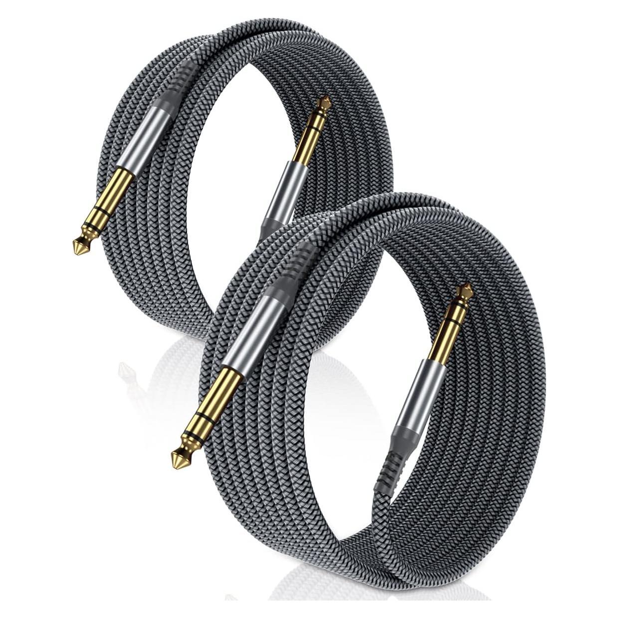 Cable de guitarra TRS Elebase 3.05m 2Pack Gris con conector 6.35mm