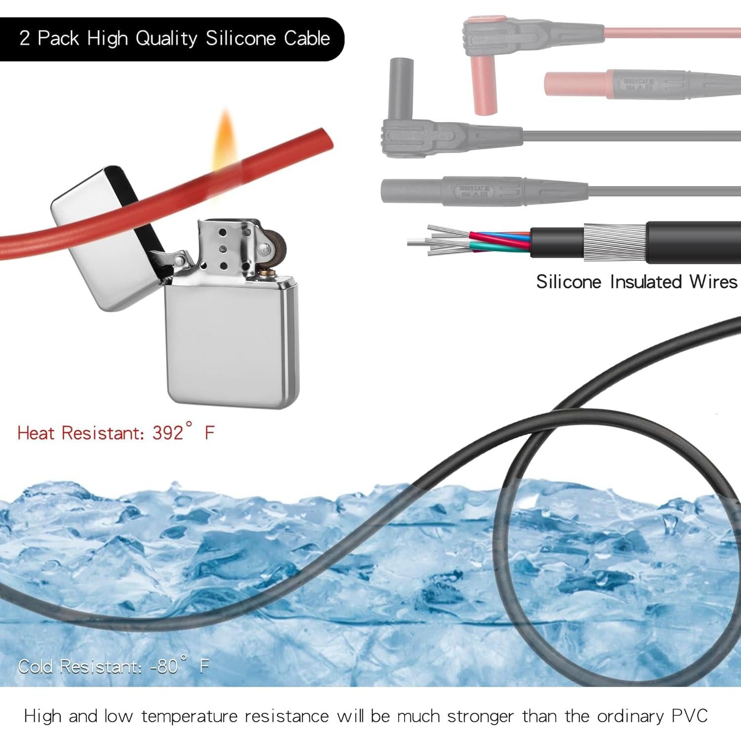 Kit de Cables de Prueba de Multímetro BOCEUC 223 - Silicona, 10A