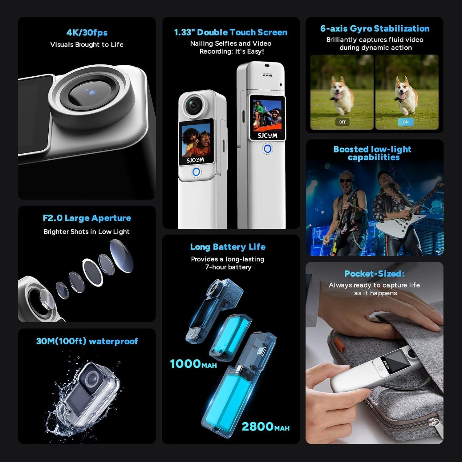 Cámara de acción SJCAM C300 4K, 20MP, resistente al agua