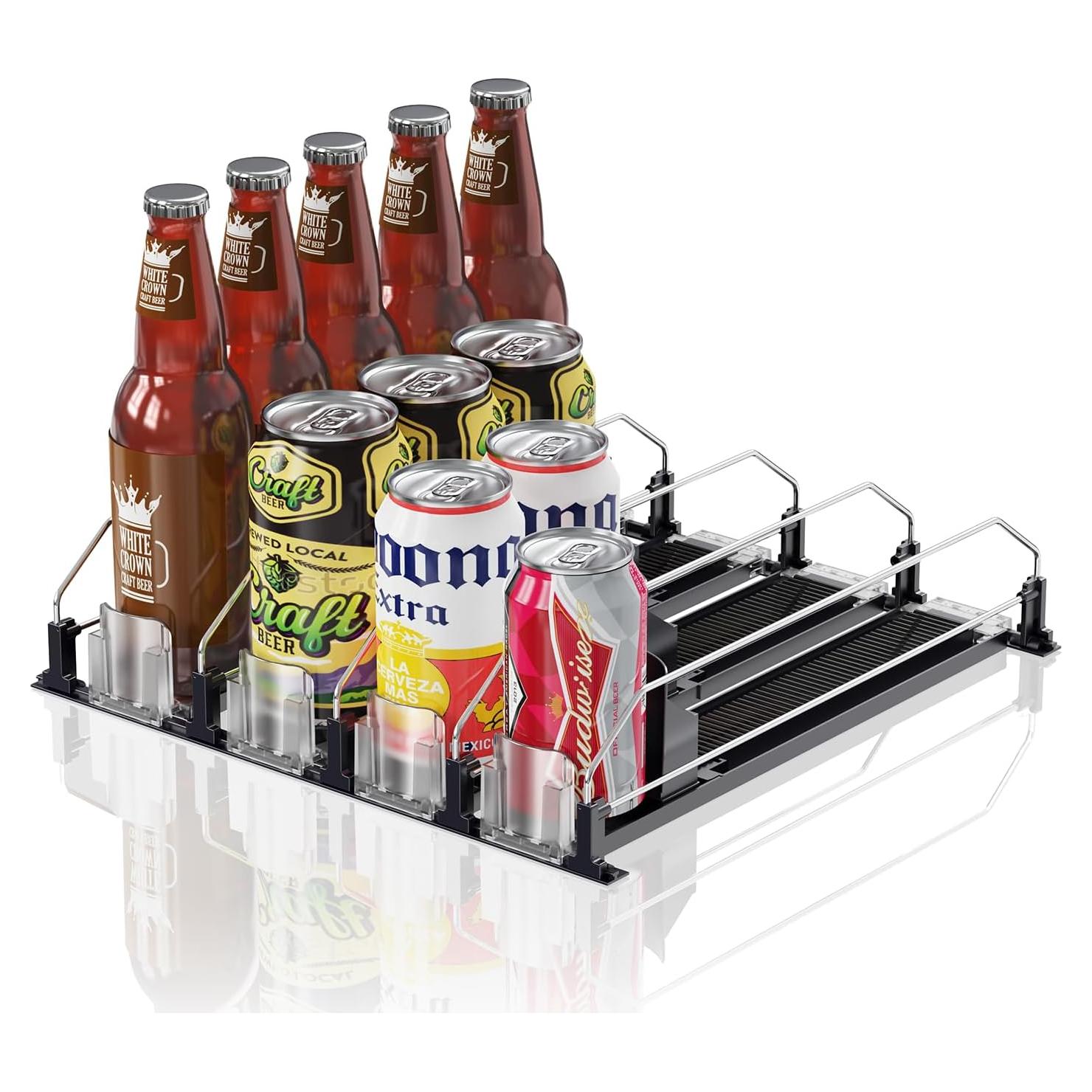 Organizador de Bebidas JUNMEI Negro 15cm 4 Filas Ajustable