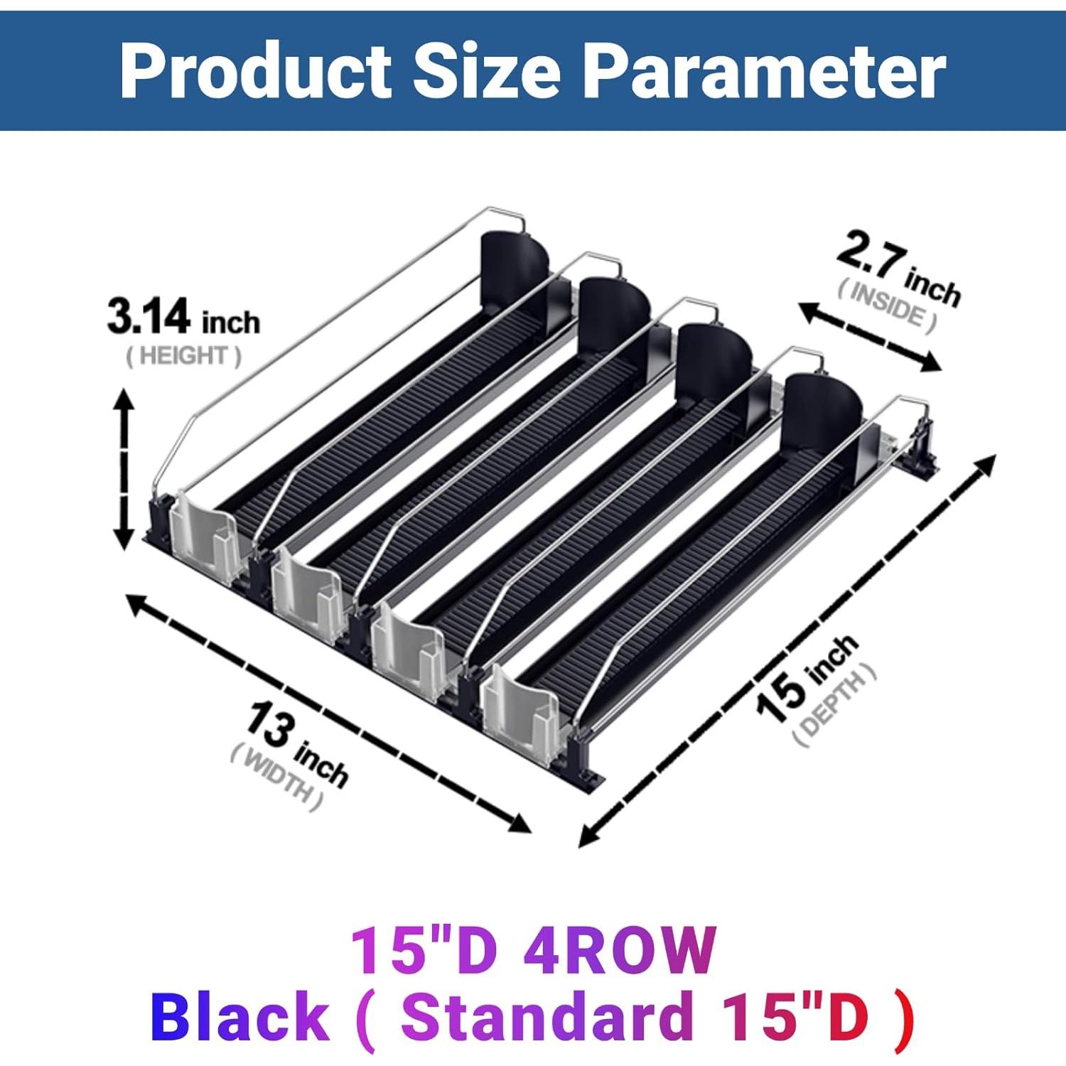 Organizador de Bebidas JUNMEI Negro 15cm 4 Filas Ajustable