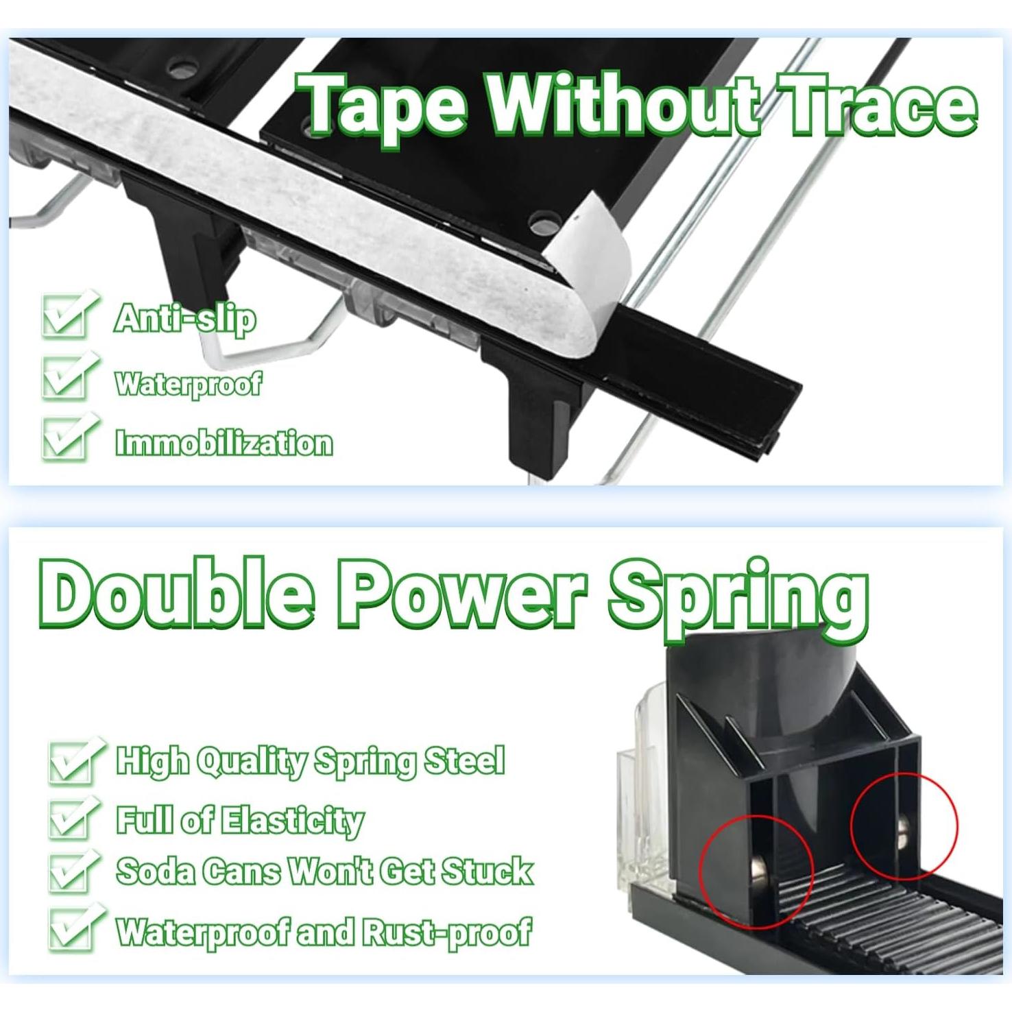 Organizador de Bebidas JUNMEI Negro 15cm 4 Filas Ajustable