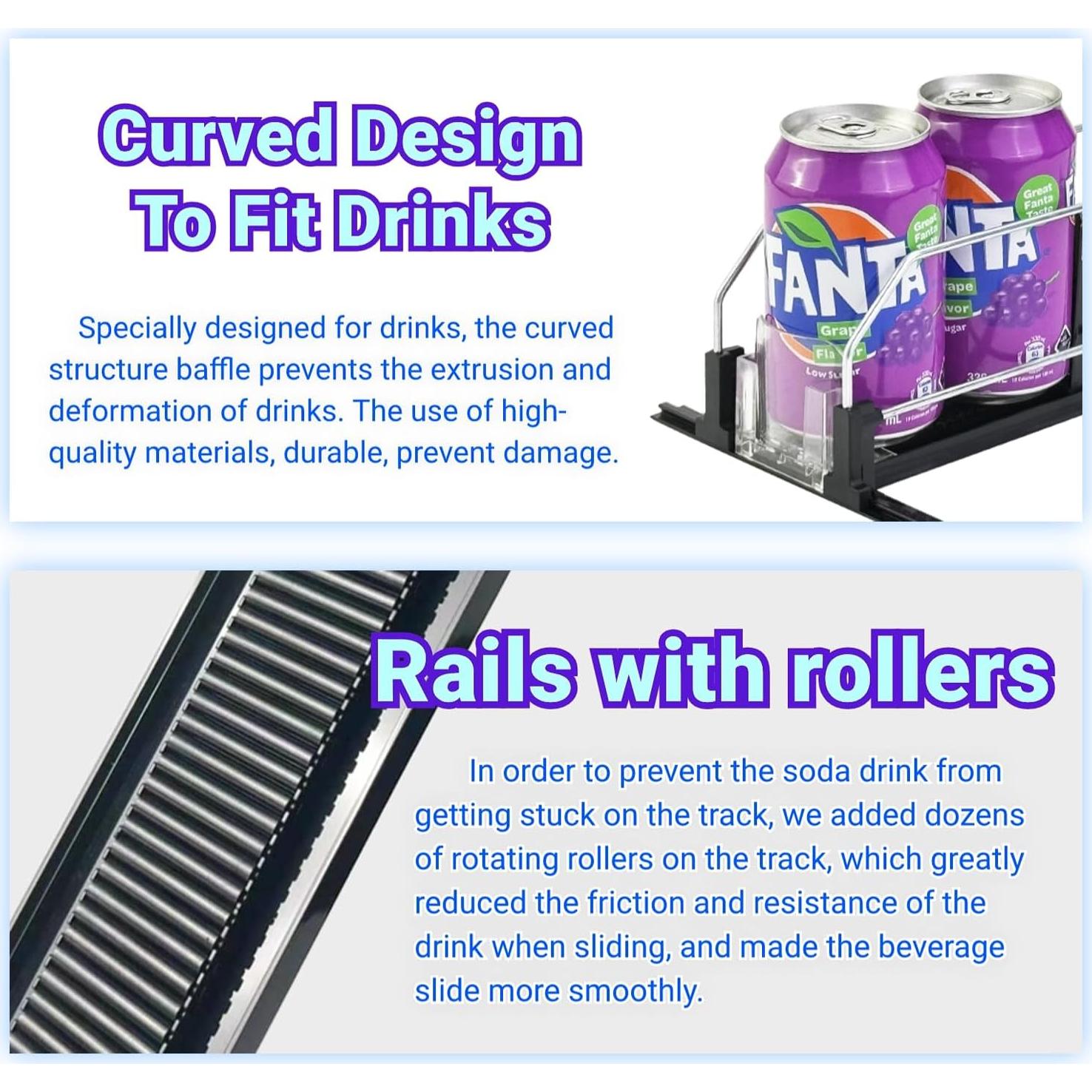 Organizador de Bebidas JUNMEI Negro 15cm 4 Filas Ajustable