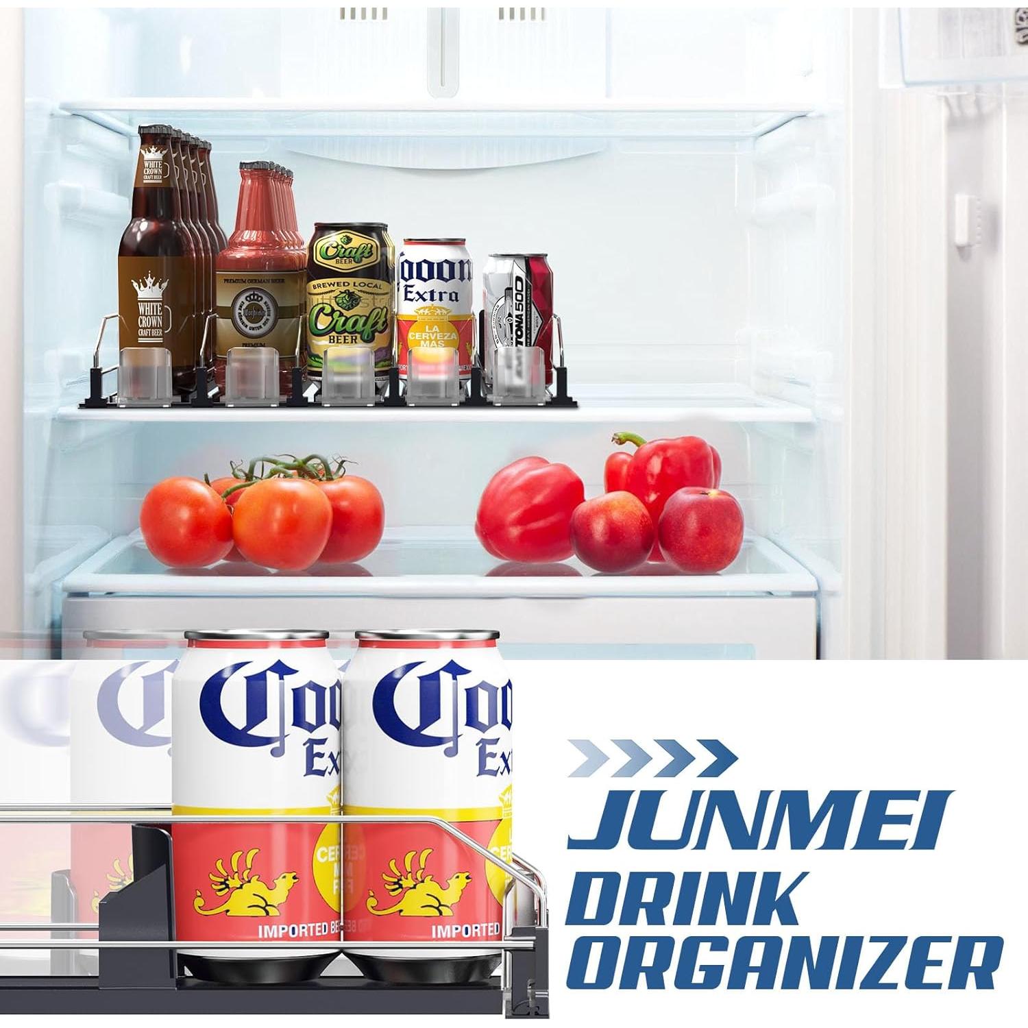 Organizador de Bebidas JUNMEI Negro 15cm 4 Filas Ajustable