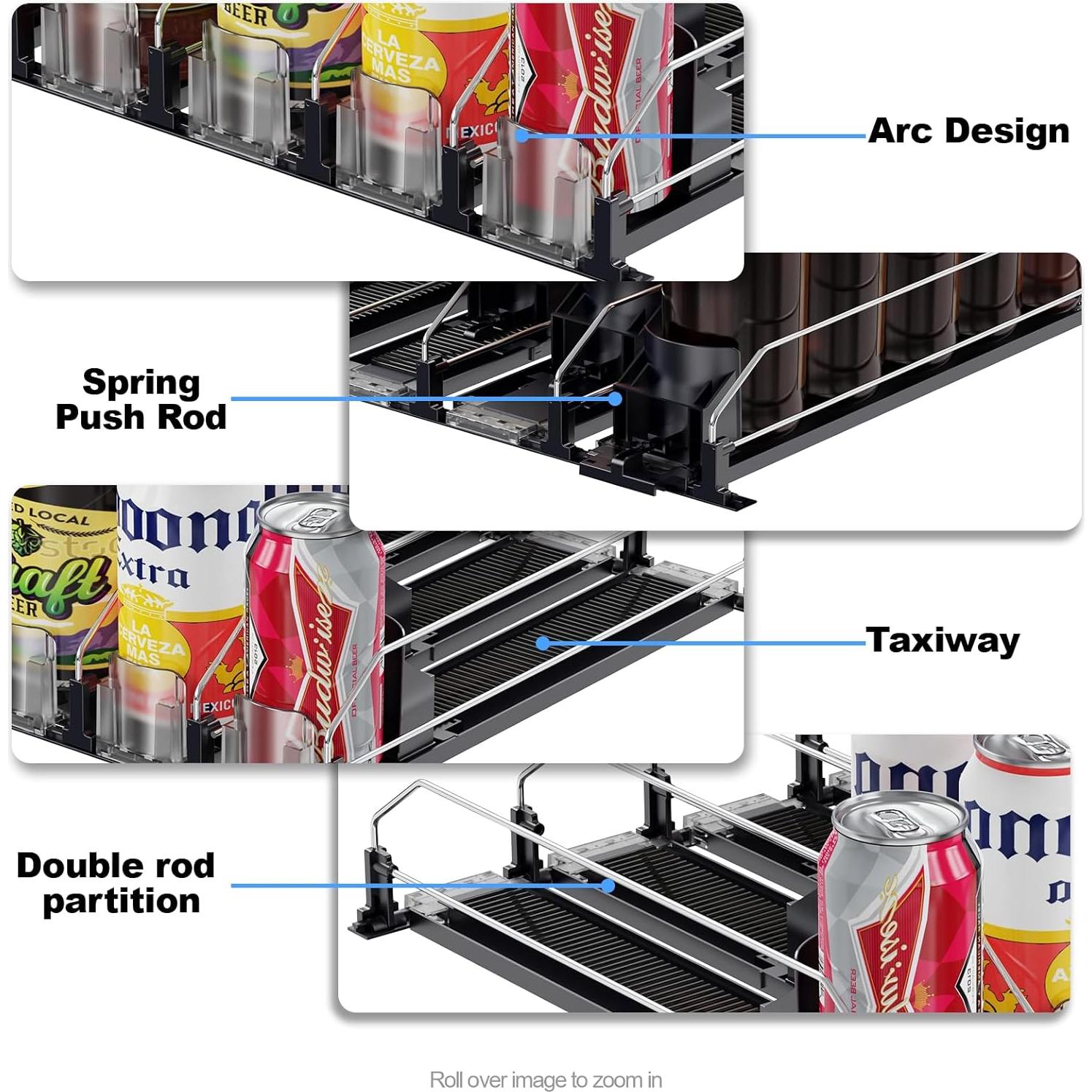 Organizador de Bebidas JUNMEI Negro 15cm 4 Filas Ajustable