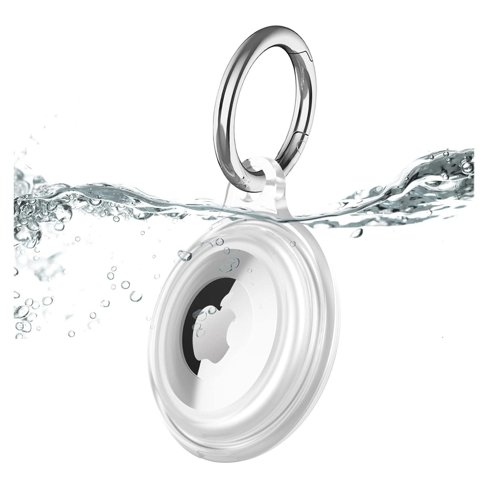 1 Pack IPX8 Waterproof AirTag Keychain Holder Case, Lightweight, Anti-Scratch, Easy Installation,Soft Full-Body Shockproof Air Tag Holder for Luggage,Keys, Dog Collar-Clear