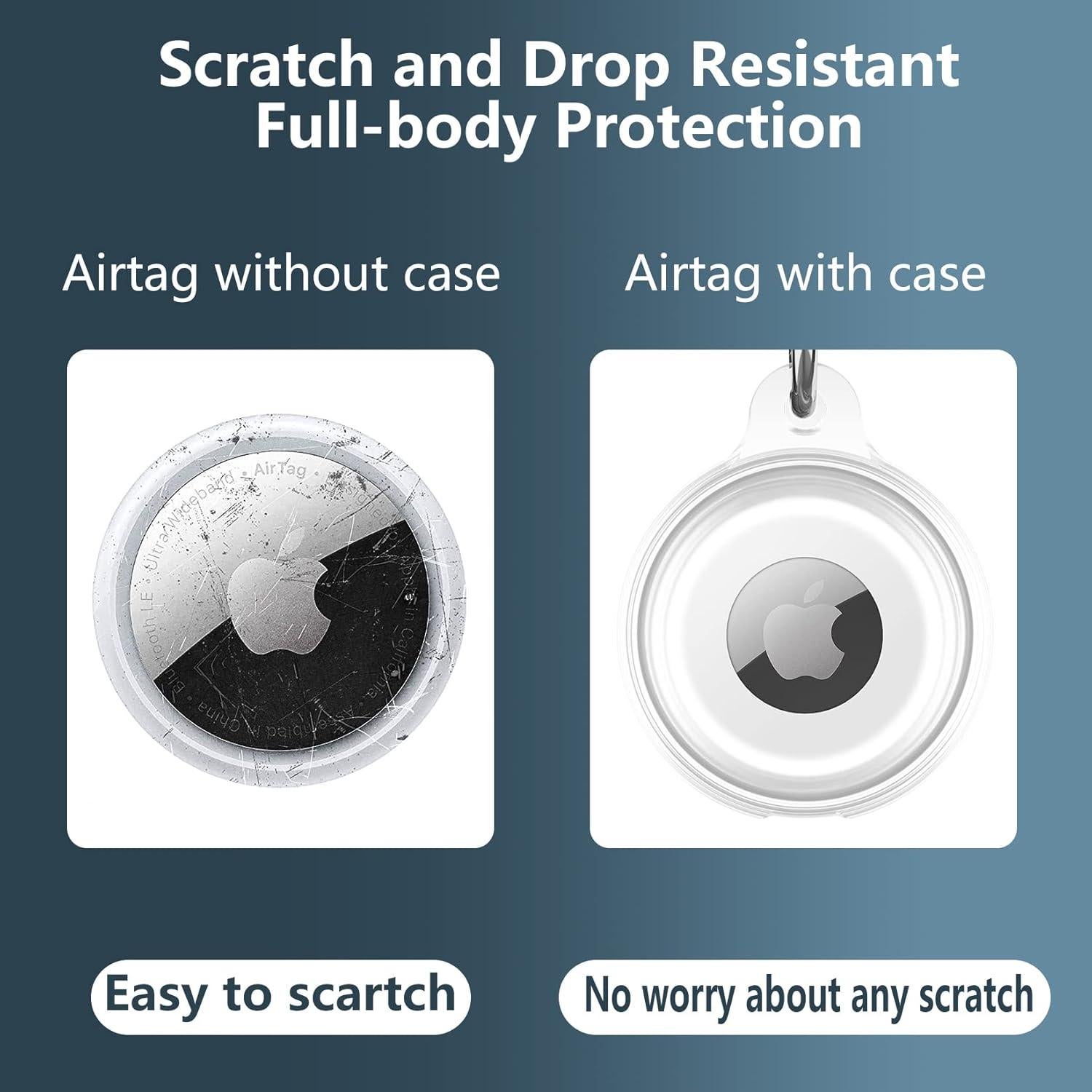 1 Pack IPX8 Waterproof AirTag Keychain Holder Case, Lightweight, Anti-Scratch, Easy Installation,Soft Full-Body Shockproof Air Tag Holder for Luggage,Keys, Dog Collar-Clear