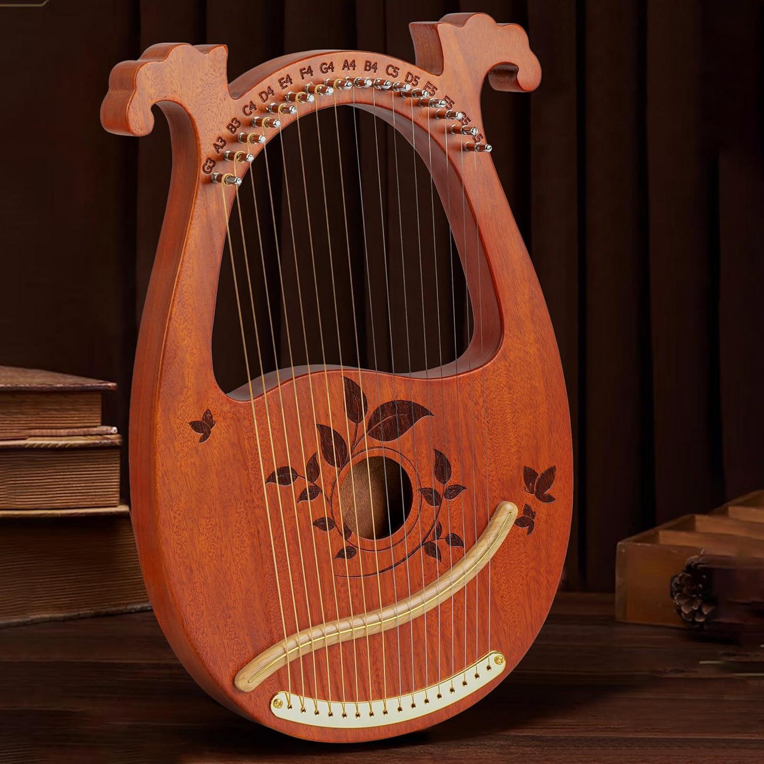Arpa de Lira Caoba 16 Cuerdas con Accesorios y Bolsa