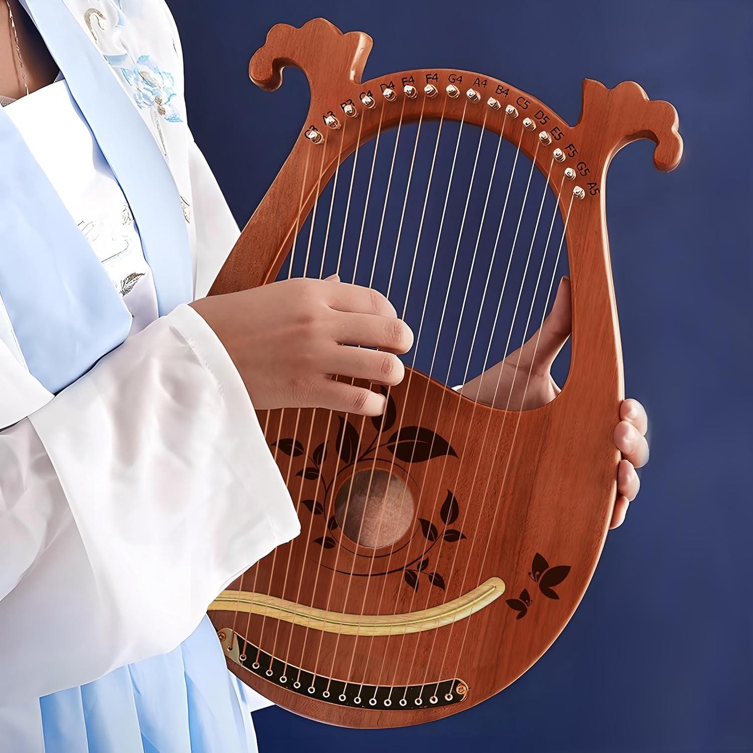 Arpa de Lira Caoba 16 Cuerdas con Accesorios y Bolsa