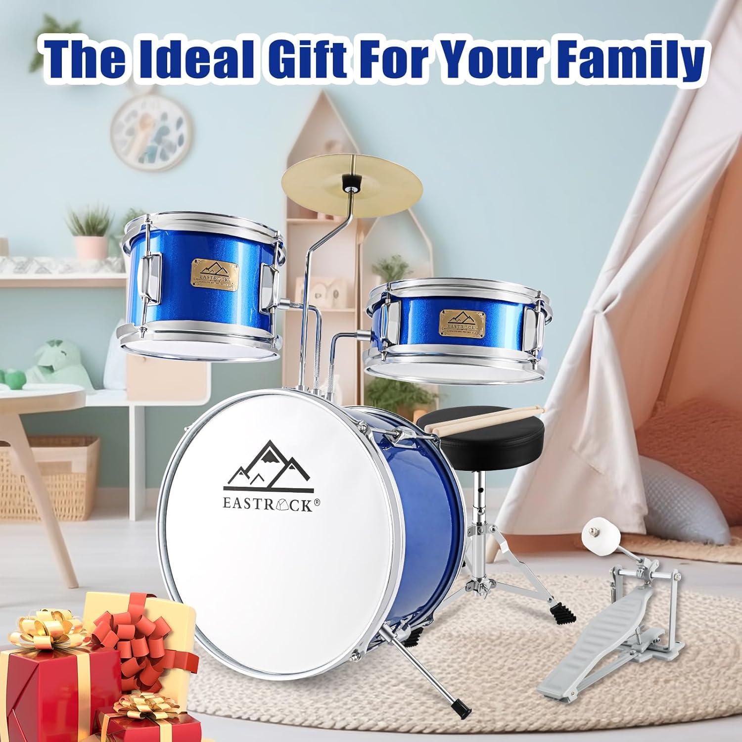 EASTROCK Juego de Batería Junior 3 Piezas 35,5 cm Azul