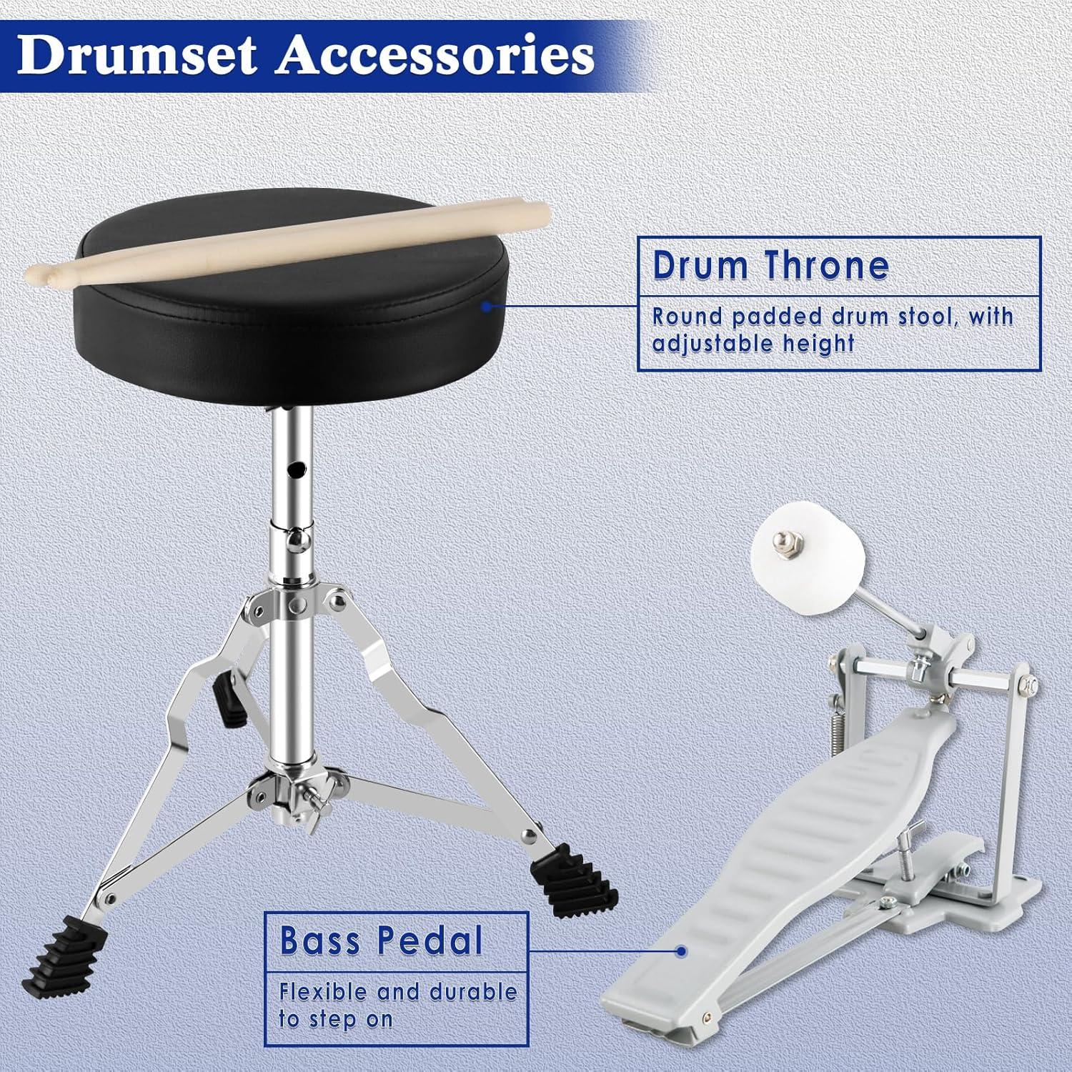 EASTROCK Juego de Batería Junior 3 Piezas 35,5 cm Azul