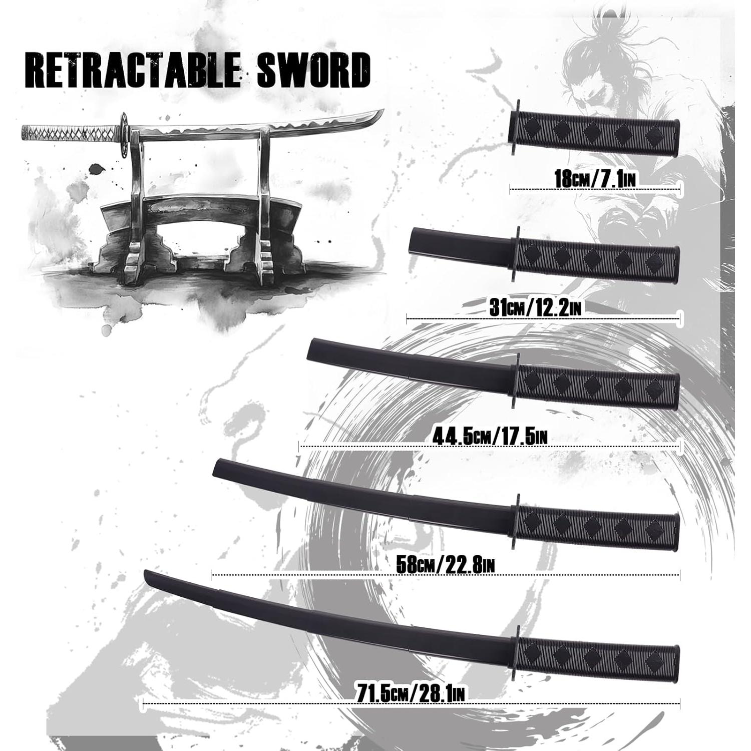 Espadas Samurai Retráctiles 3D - 2 Pcs - Juguete Negro