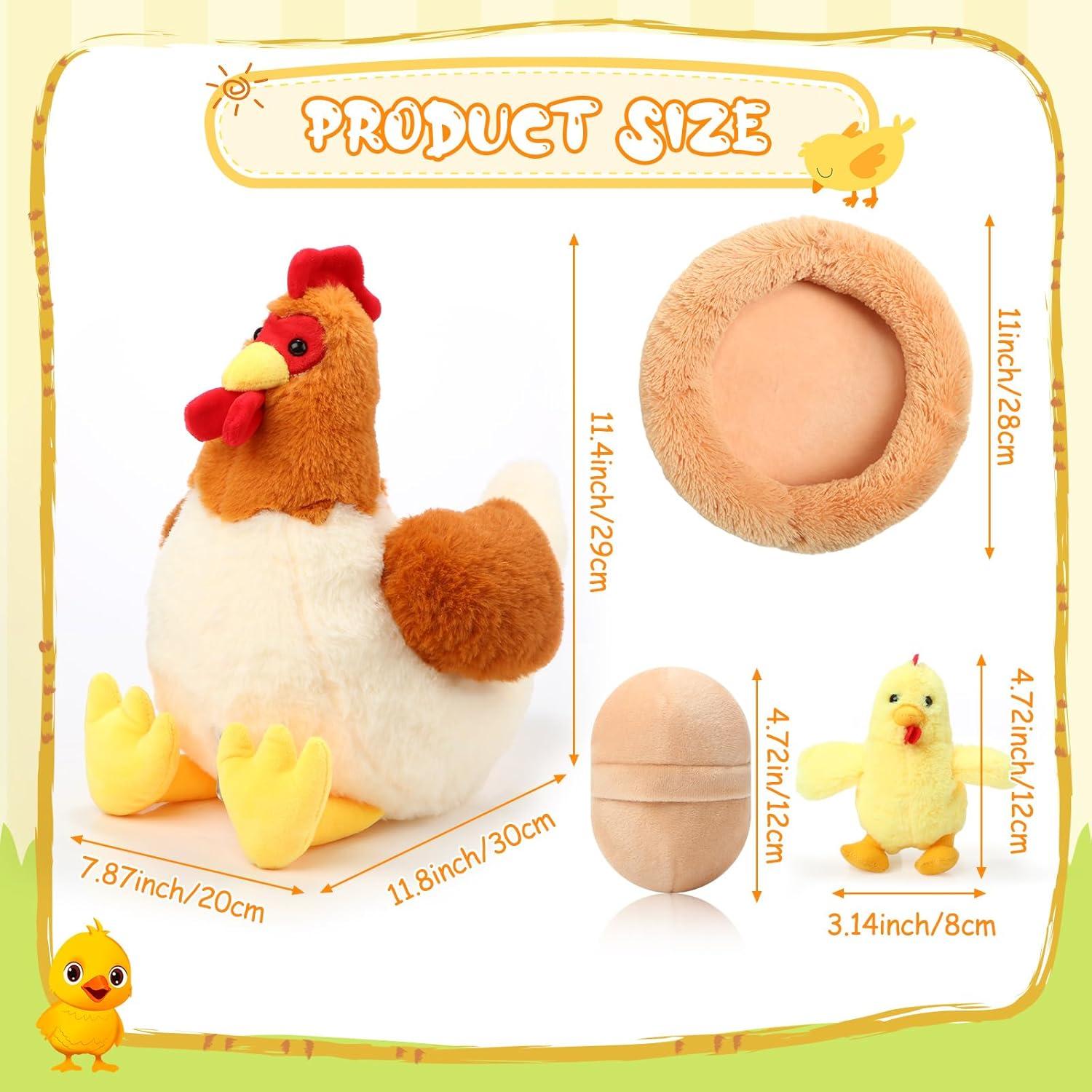 Juguete de peluche gallina Skylety con 6 piezas y cremallera