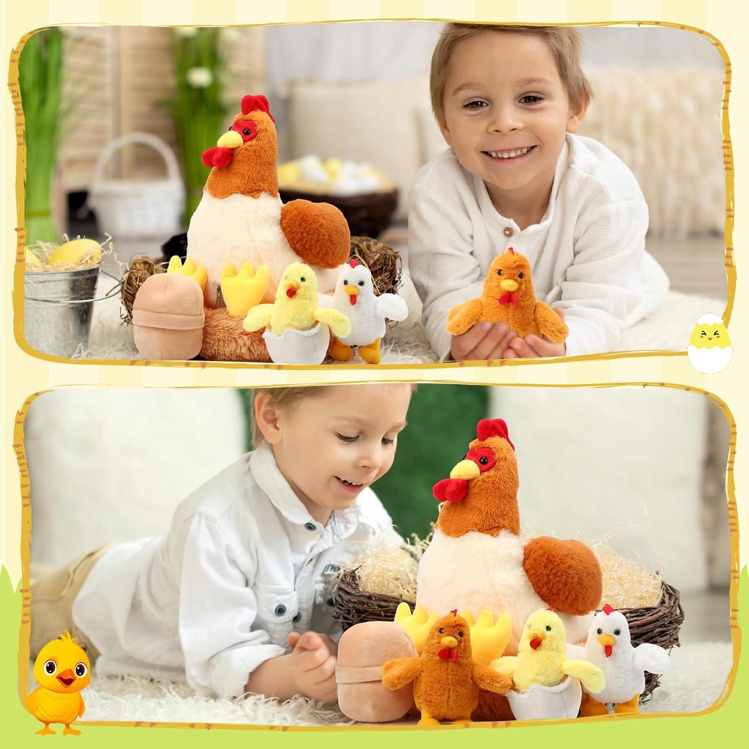 Juguete de peluche gallina Skylety con 6 piezas y cremallera