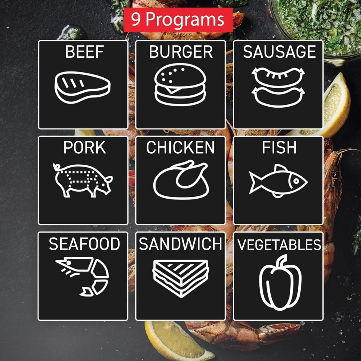 Parrilla Eléctrica T-Fal OptiGrill XL 6 Porciones 9 Modos