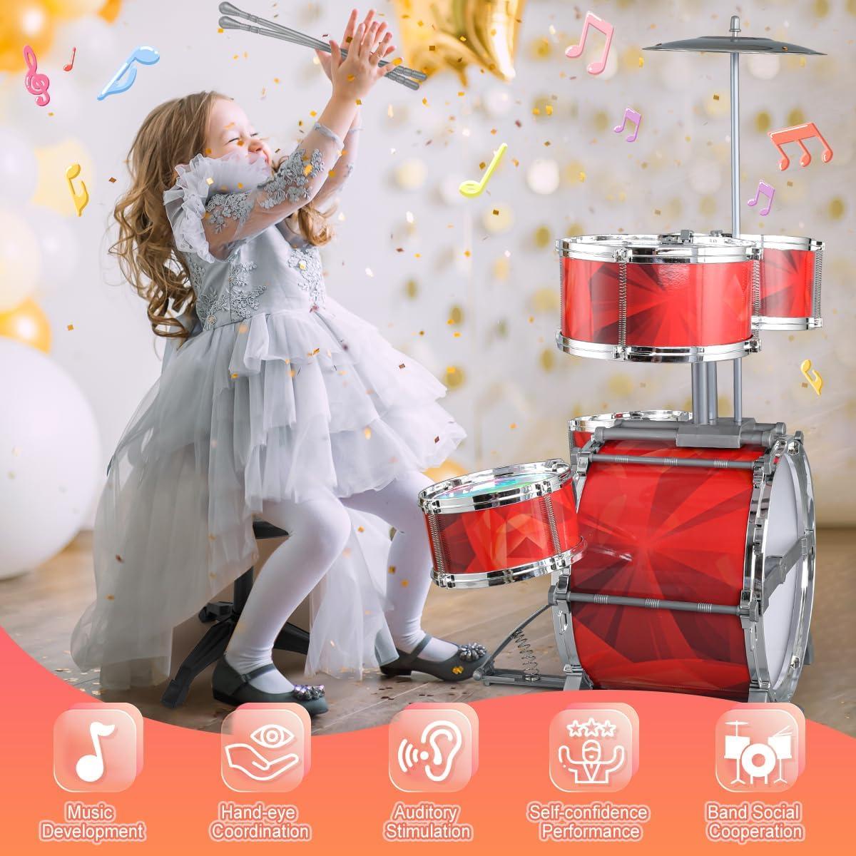 Juego de batería para niños Chaowan M5321 con luces y taburete