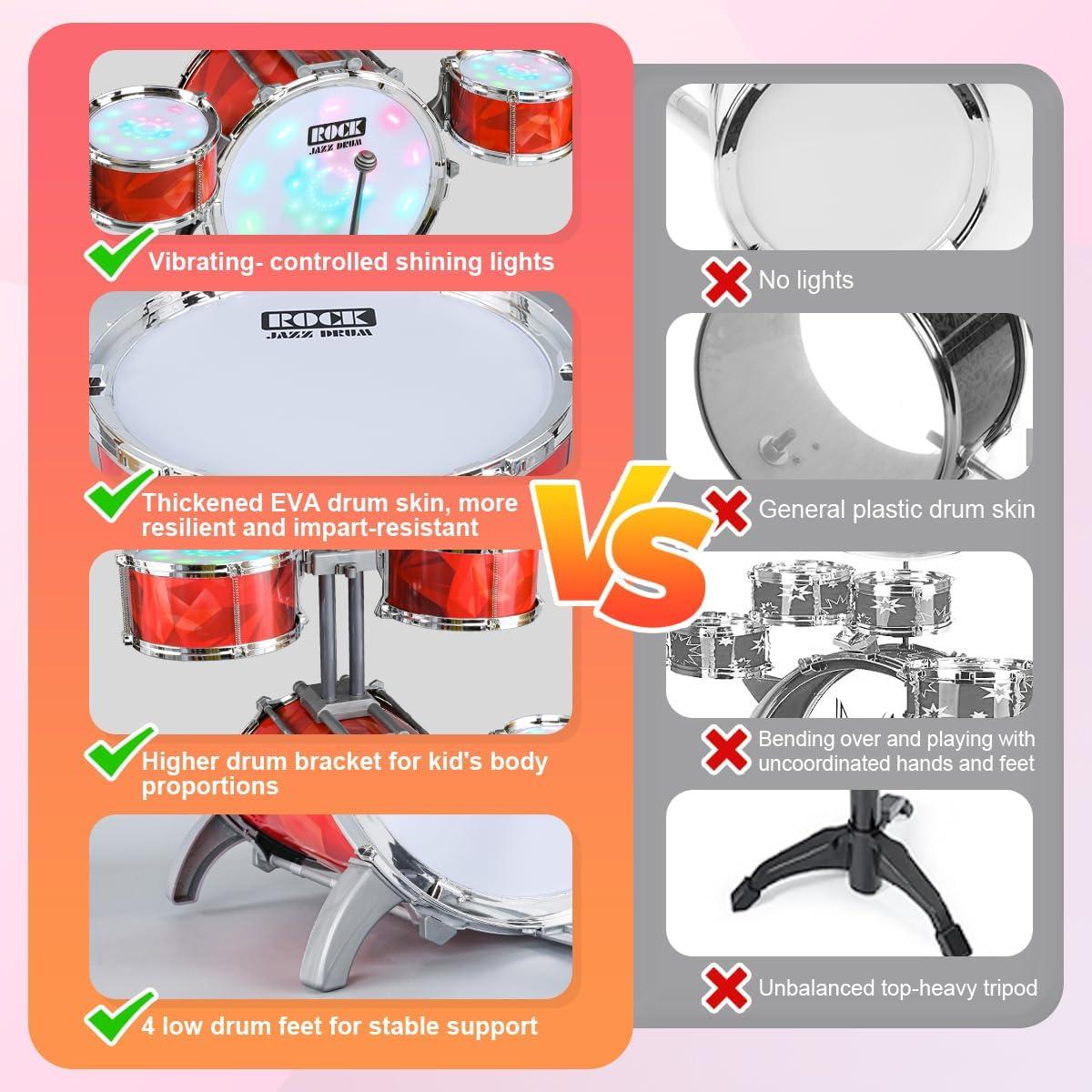 Juego de batería para niños Chaowan M5321 con luces y taburete