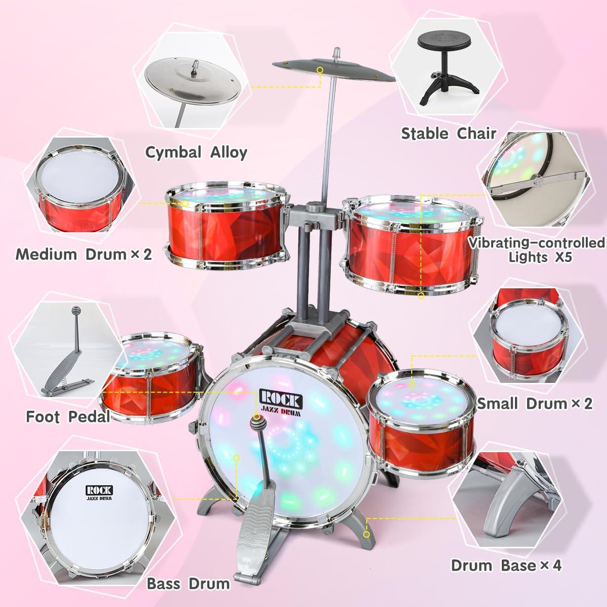 Juego de batería para niños Chaowan M5321 con luces y taburete