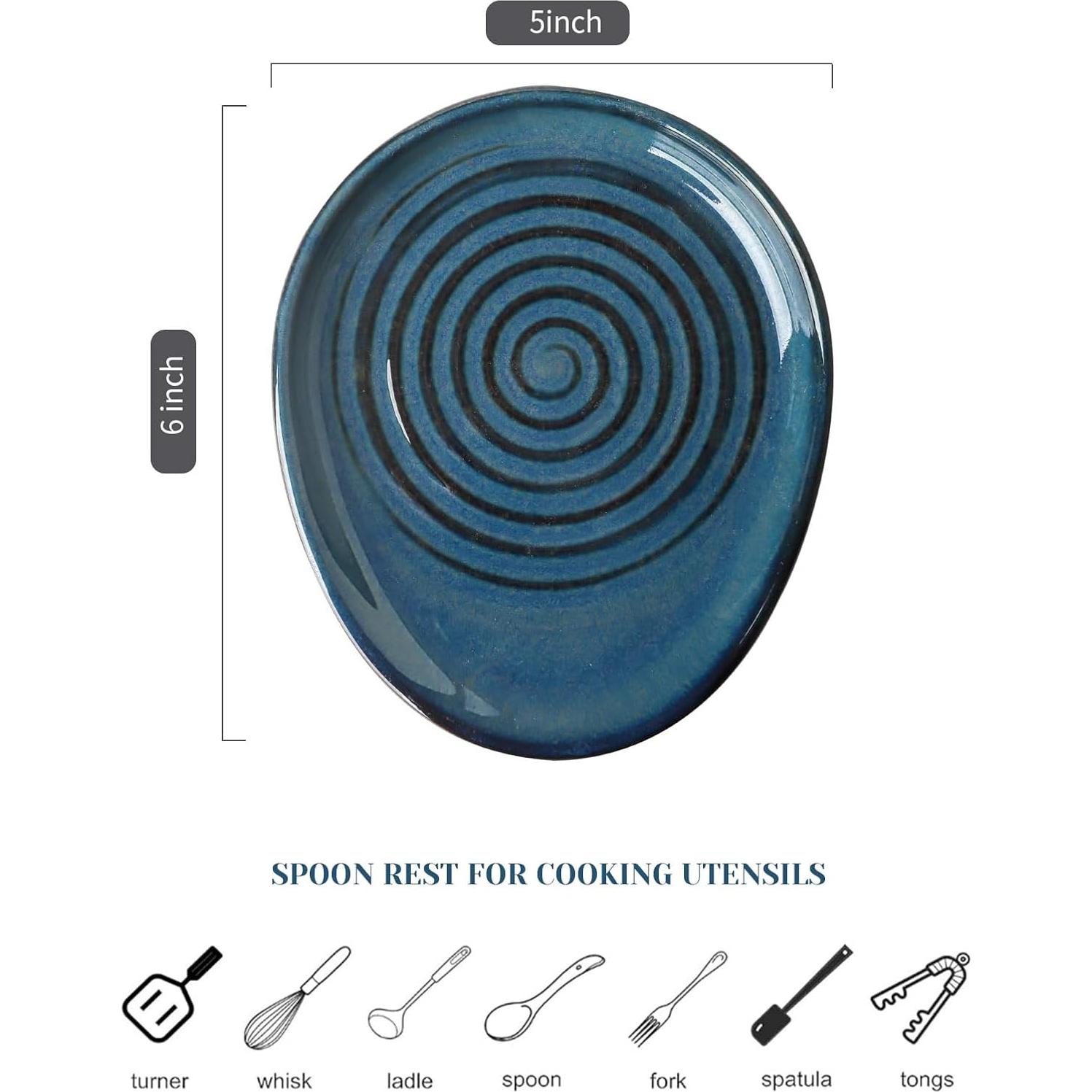 Reposapucheros de cerámica Seyatoo azul vidriado 16.8x14.5 cm