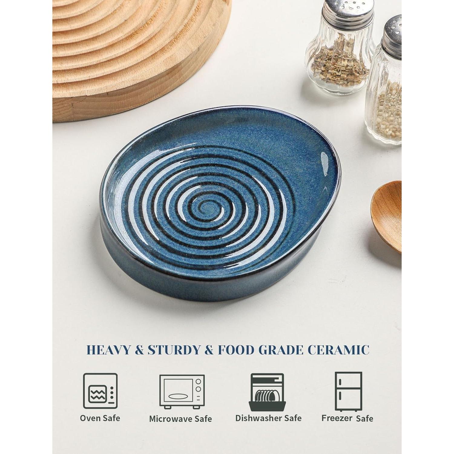 Reposapucheros de cerámica Seyatoo azul vidriado 16.8x14.5 cm