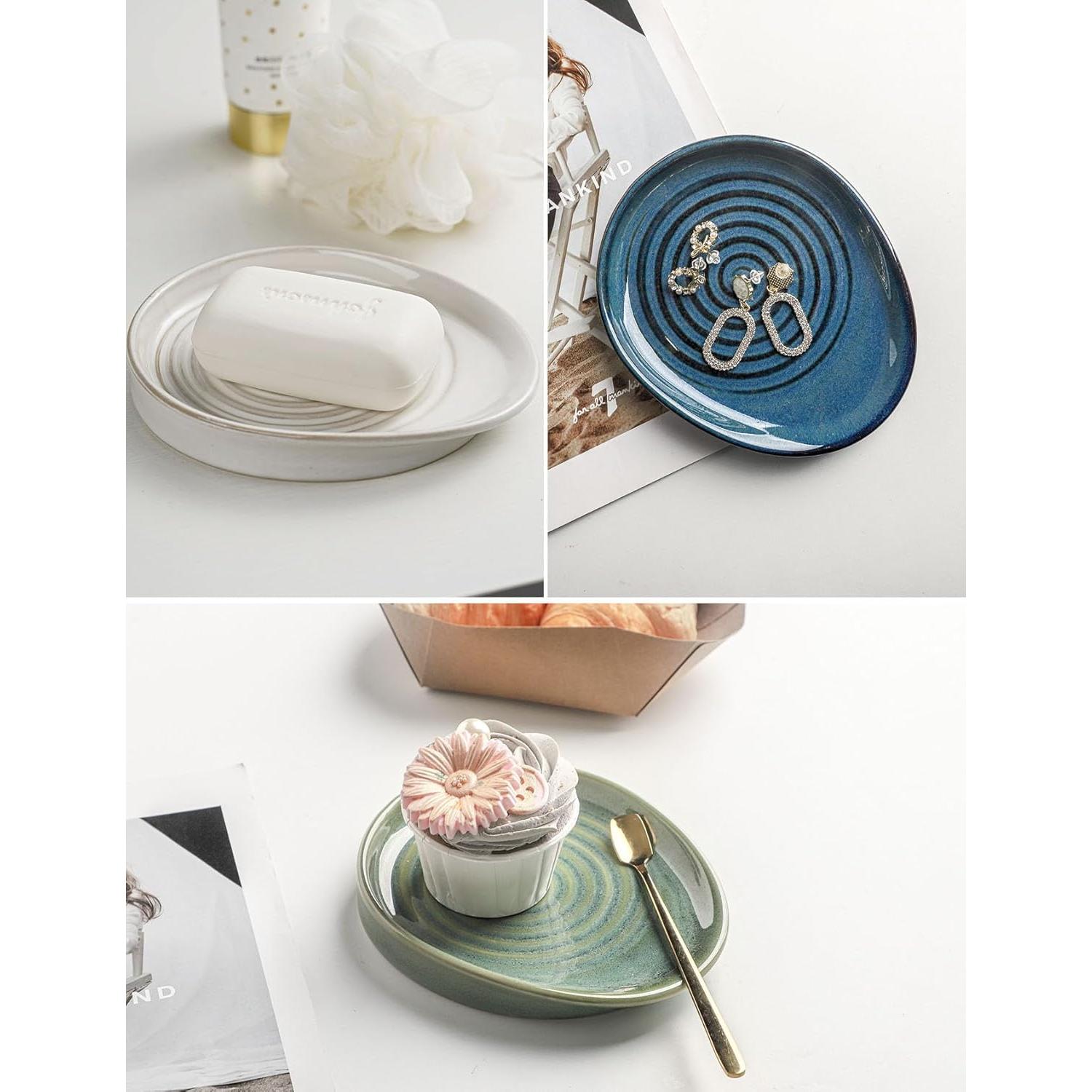 Reposapucheros de cerámica Seyatoo azul vidriado 16.8x14.5 cm