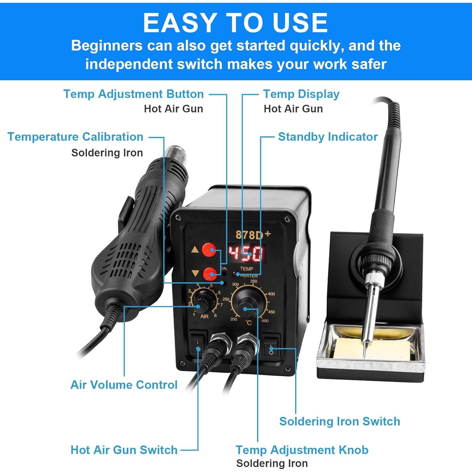 Estación de Soldadura 2 en 1 Beaiguna SS-001, 700W, Control Preciso