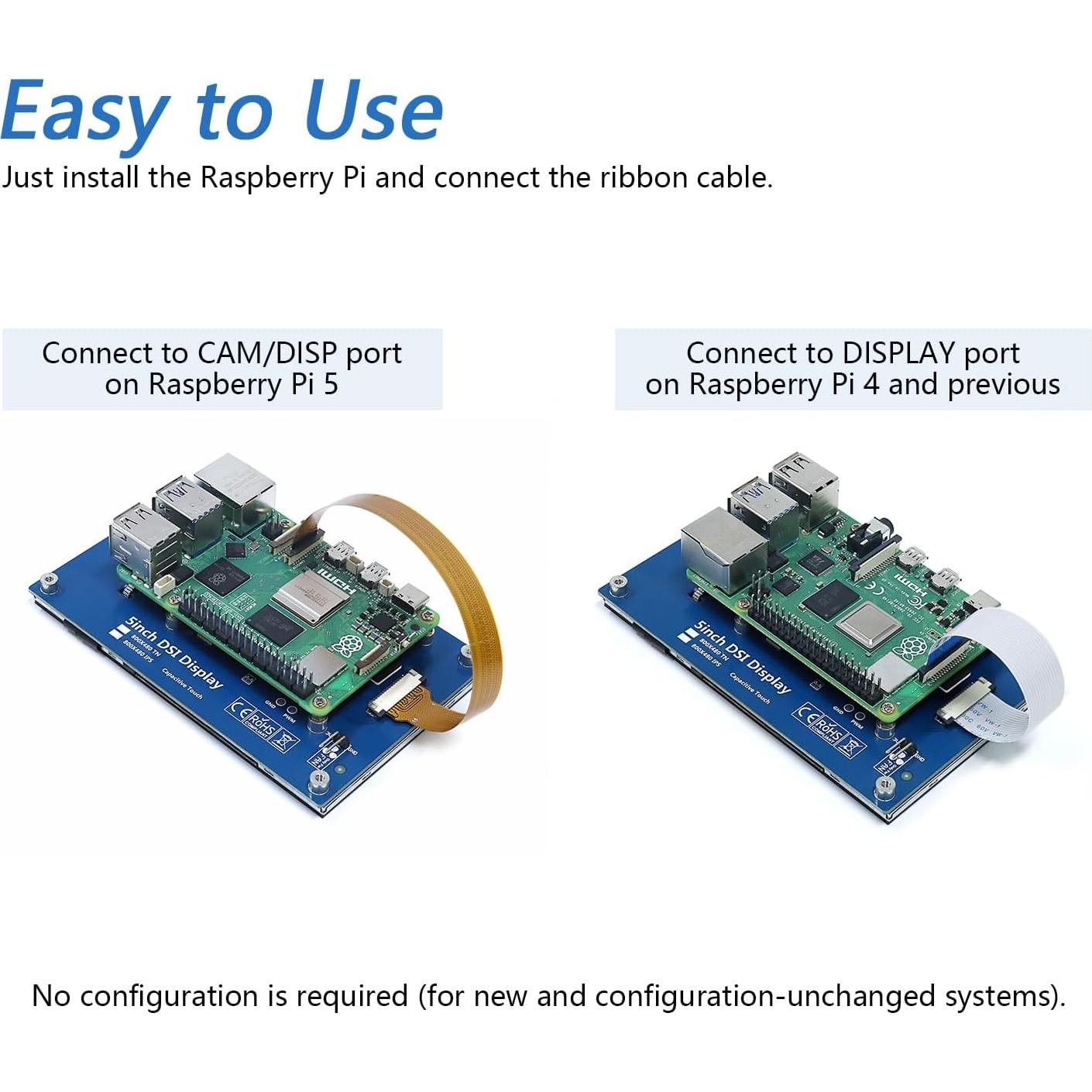 Monitor Táctil 5" FREENOVE IPS 800x480 para Raspberry Pi